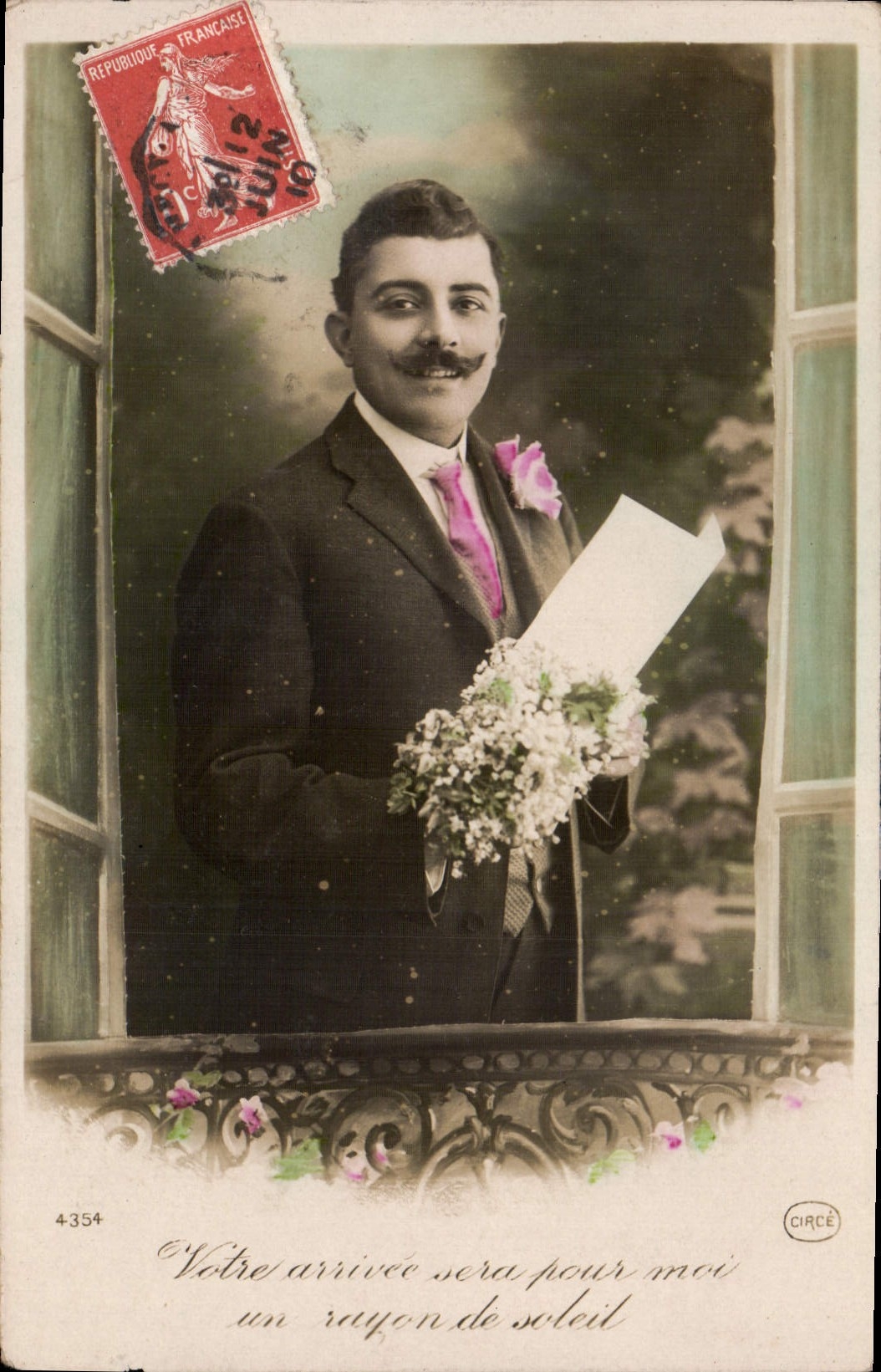 CPA Votre arrivee sera pour moi un rayon de soliel Homme