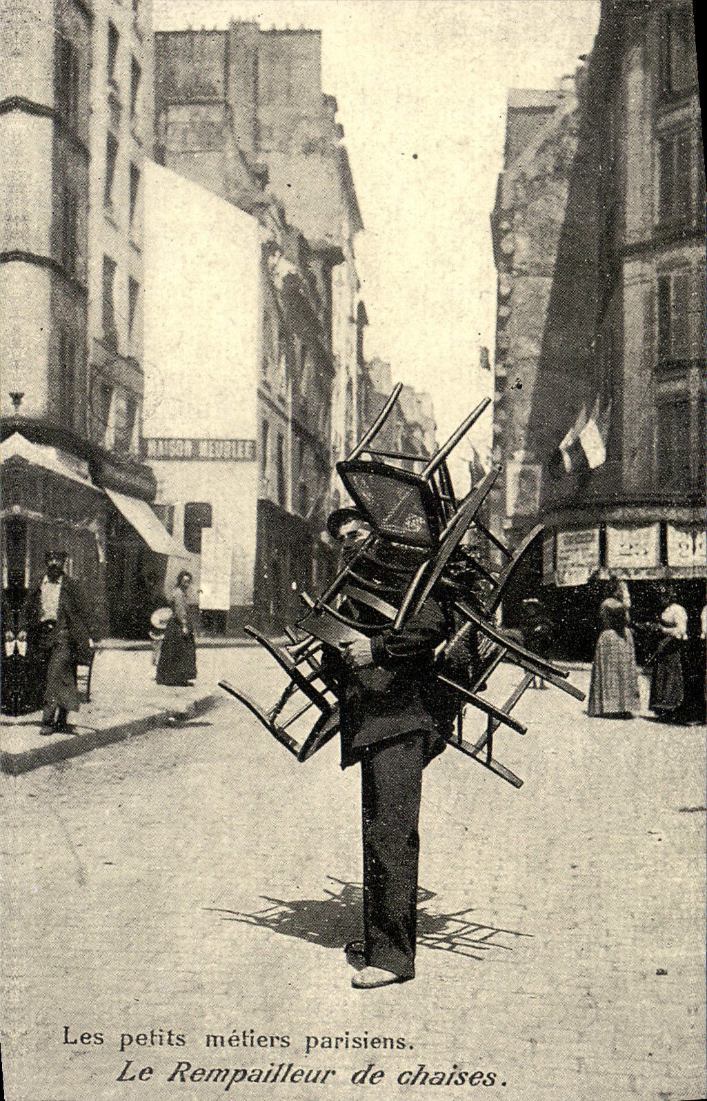 REPRO Les petits metiers parisiens Le Rempailleur de chaises 
