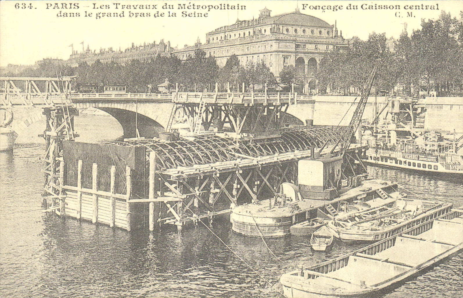 REPRO Paris Les Travaux du Metropolitain dans le grand bras de la Seine 