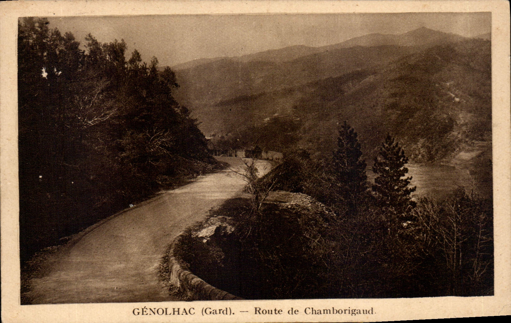 CPA Genolhac Gard Route de Chamborigaud