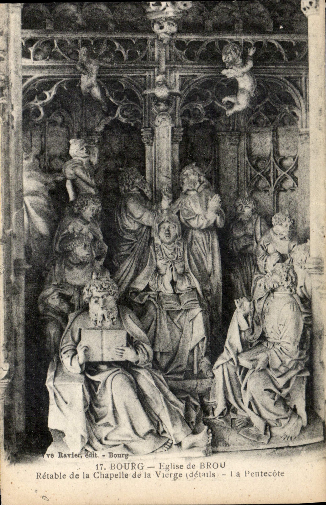 CPA Bourg Eglise de Brou Retable de la Chapelle de la Vierge details La Pentecole