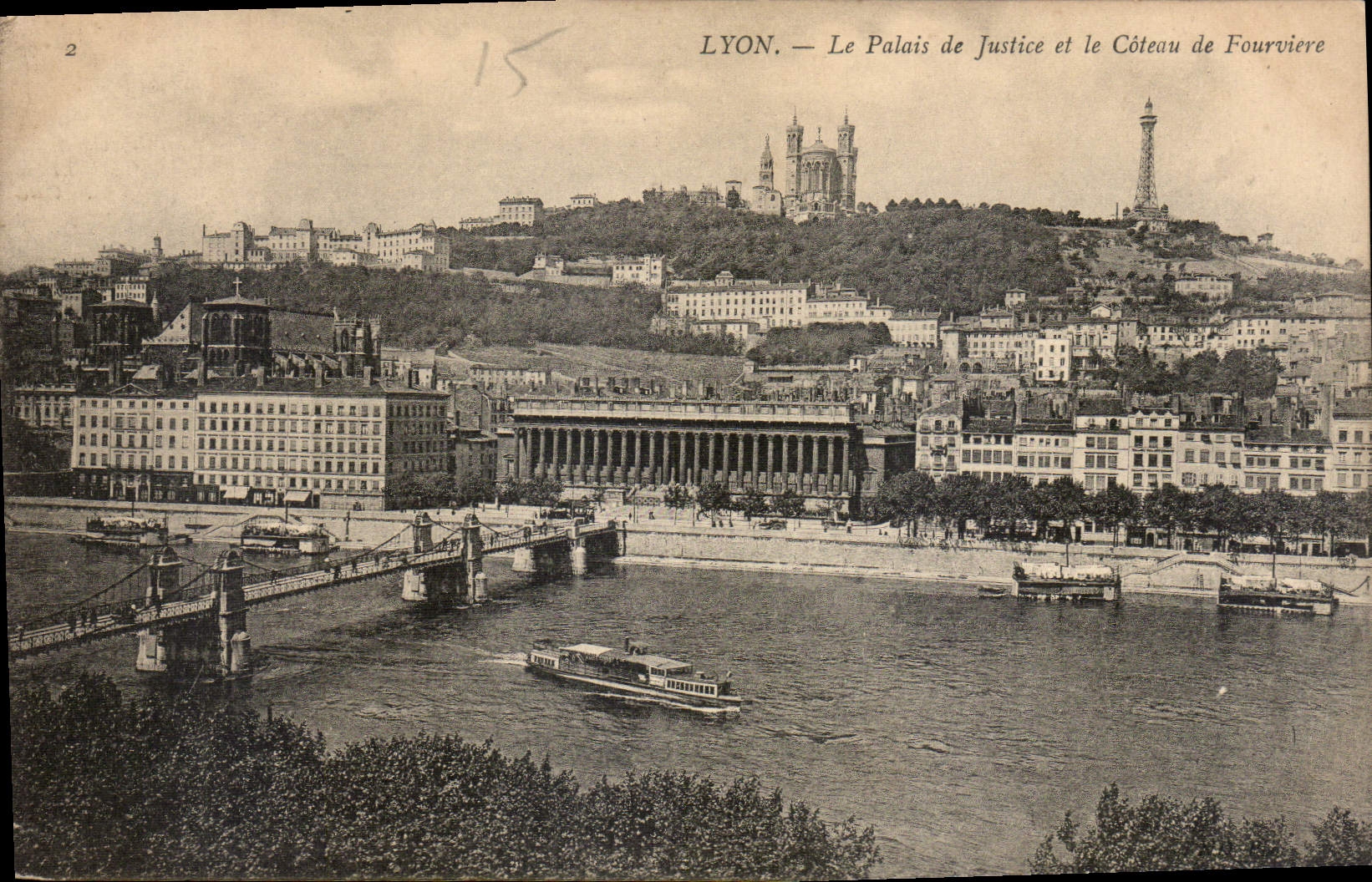 CPA Lyon Le Palais de Justice et le Coteau de Fourviere