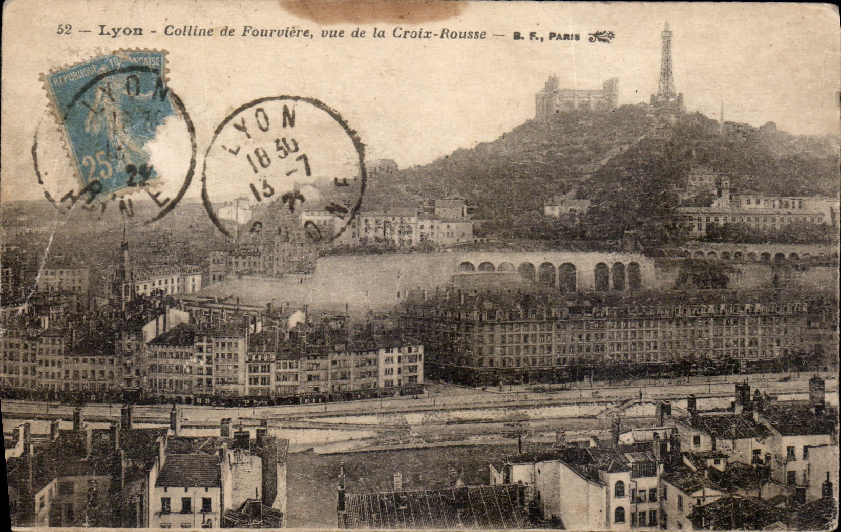 CPA Lyon de Fourvier vue de la Croix Rousse 
