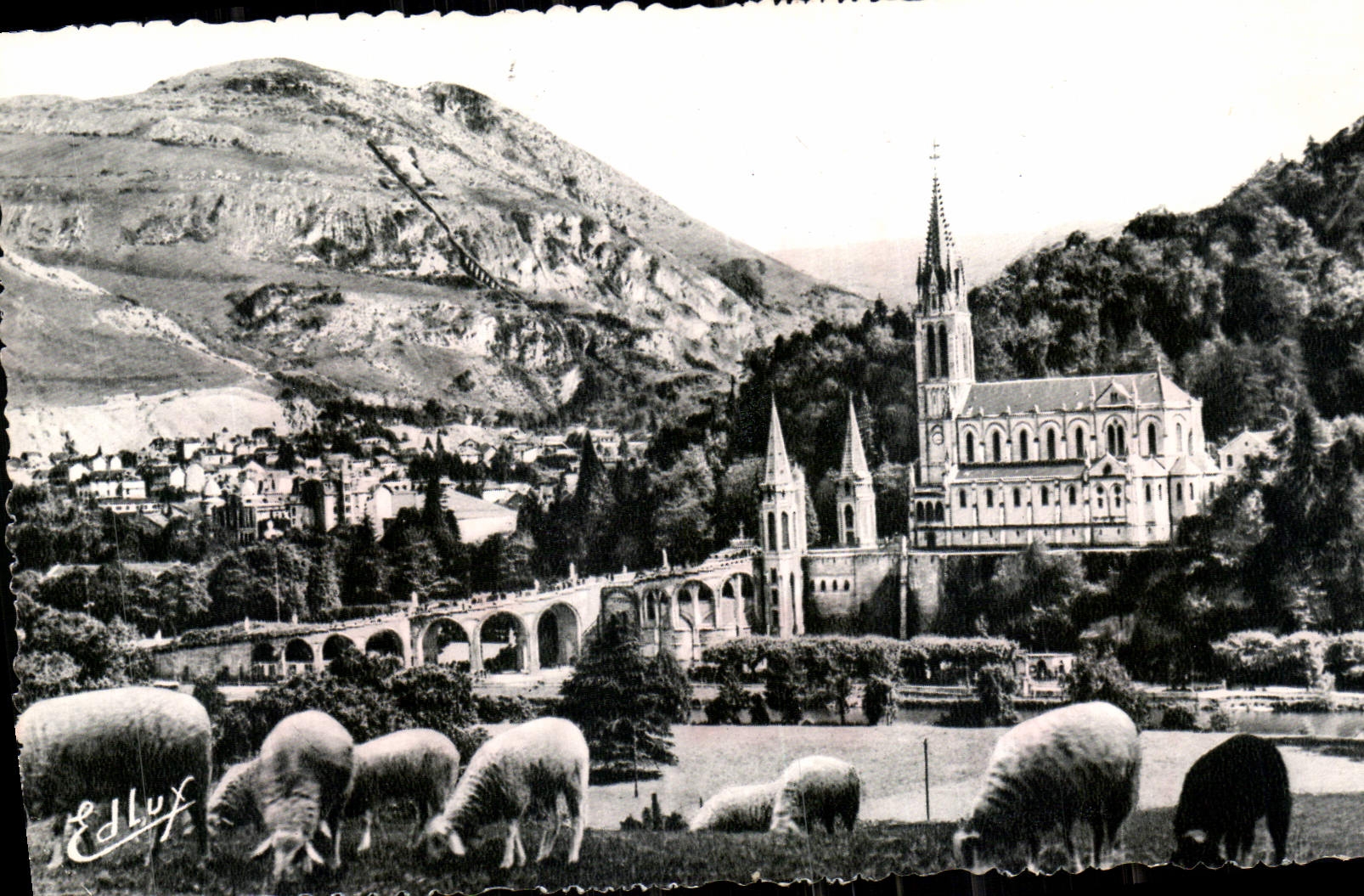 CPA Lourdes La Basilique et le Pic du Jer 