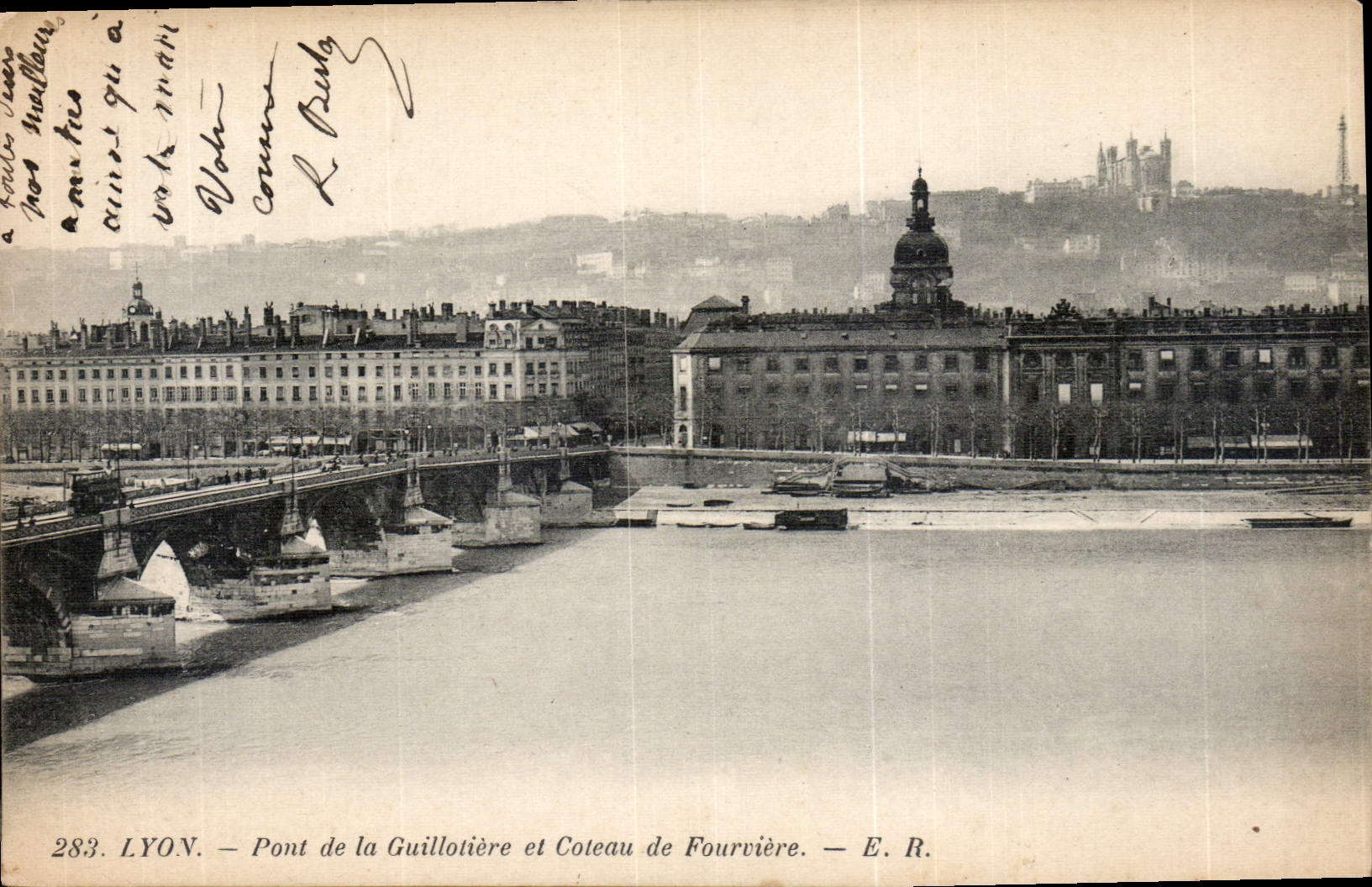 CPA Lyon Pont de la Guillotiere et Coteau de Fourviere