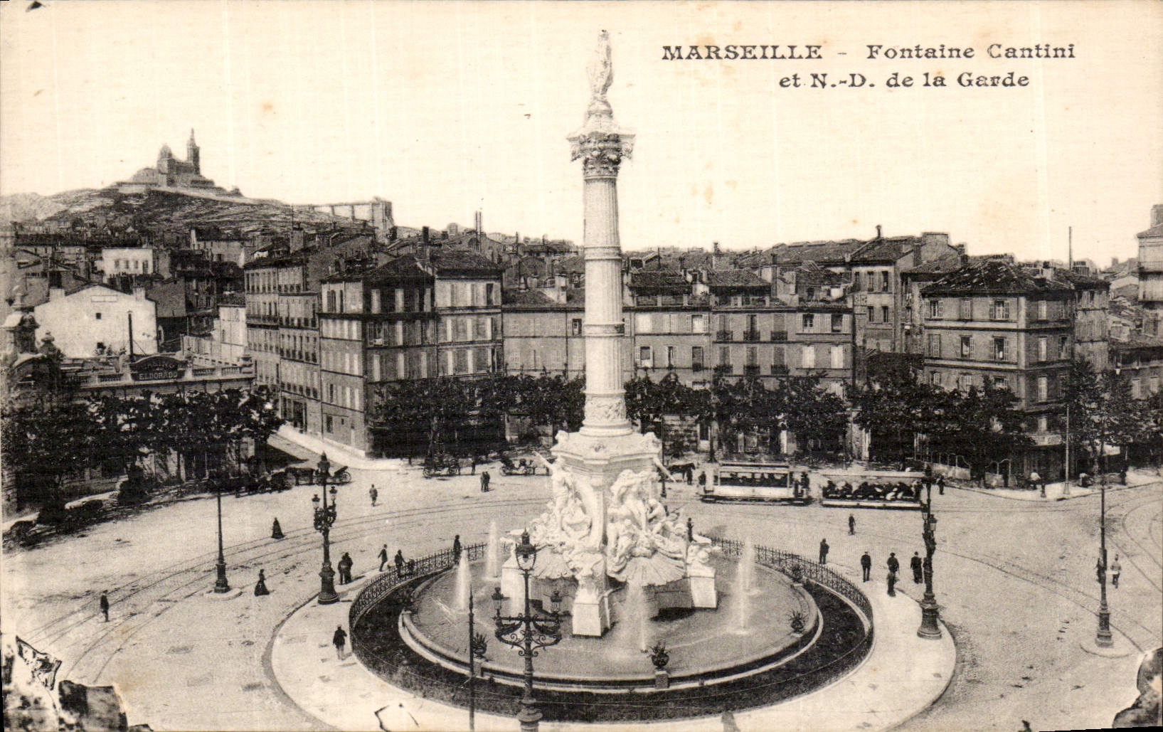 CPA Marseille Fontaine Cantini et N d de la Garde 