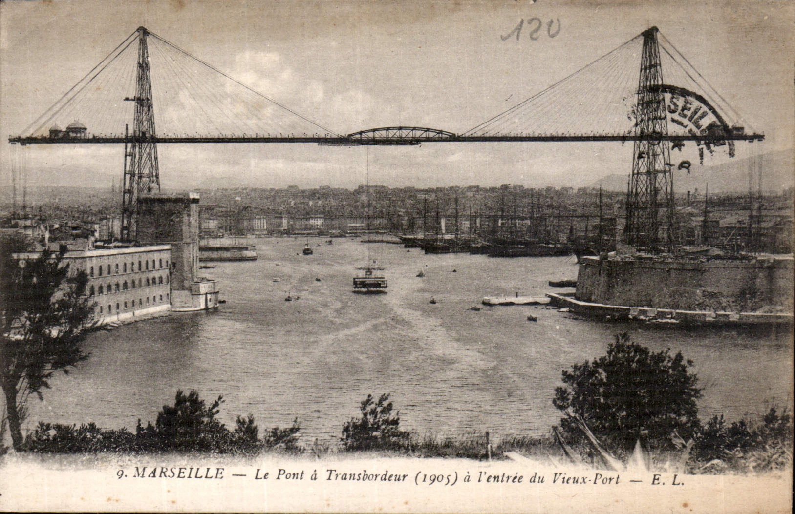 CPA Marseille le Pont Transbordeur 1905 a l'entree du Vieux Port 