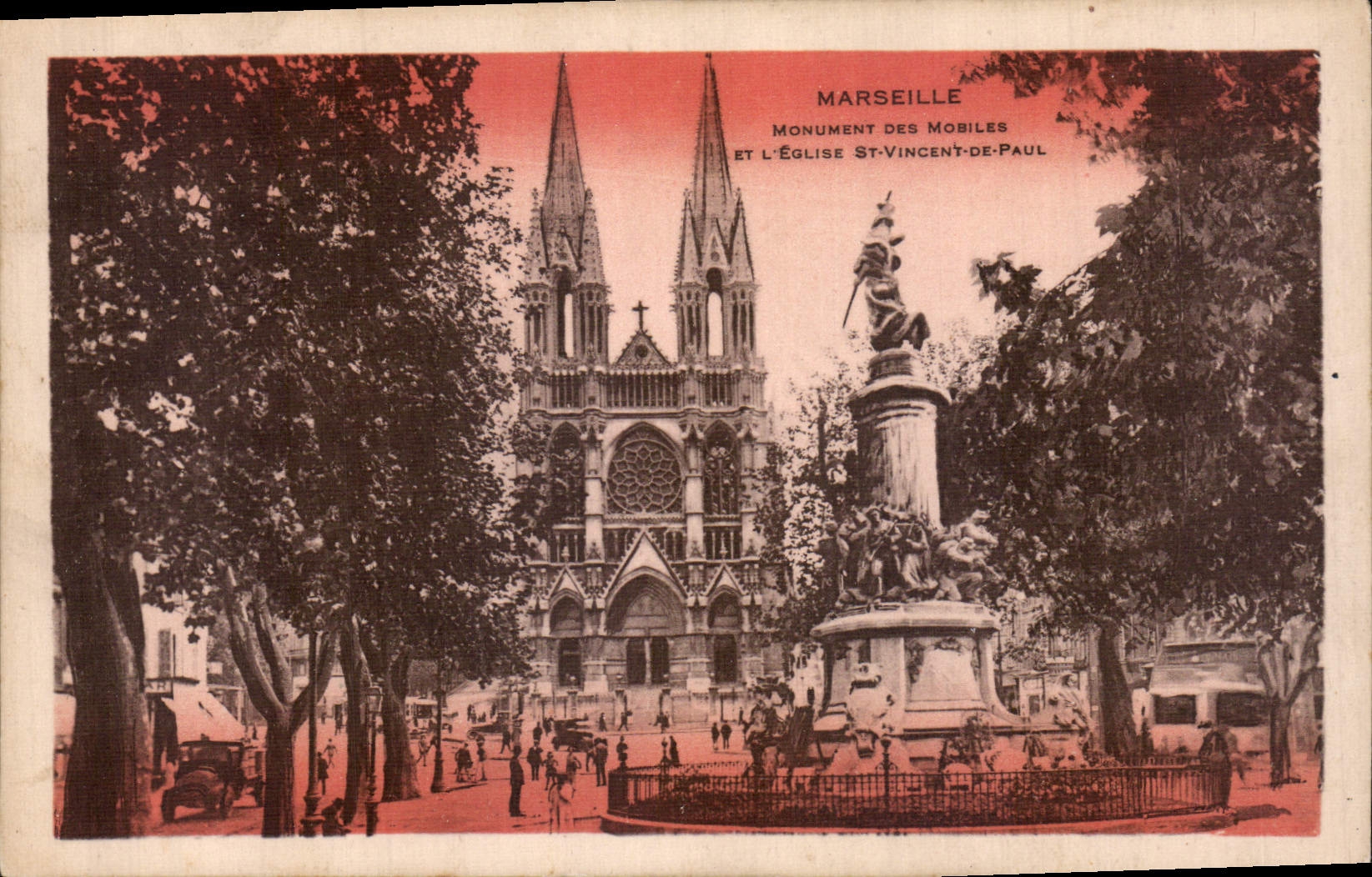 CPA Marseille Monument des Mobiles et l'eglise St Vincent de Paul 