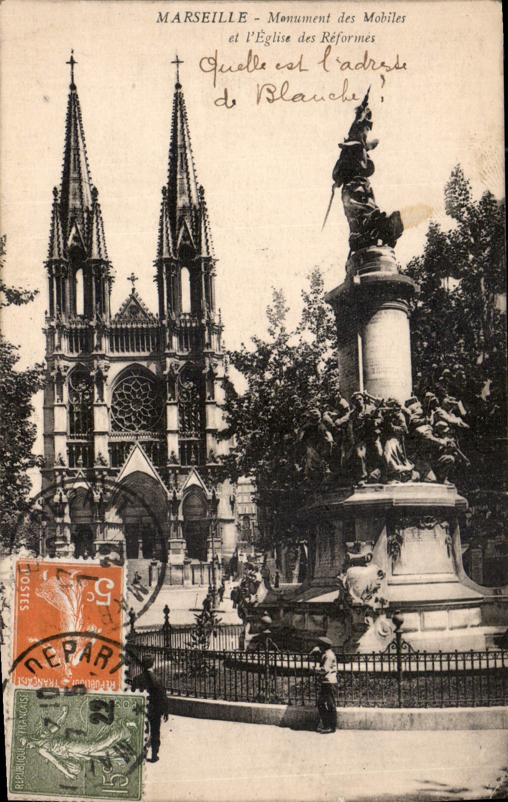 CPA Marseille Monument des Mobiles et l'Eglise des Reformes 