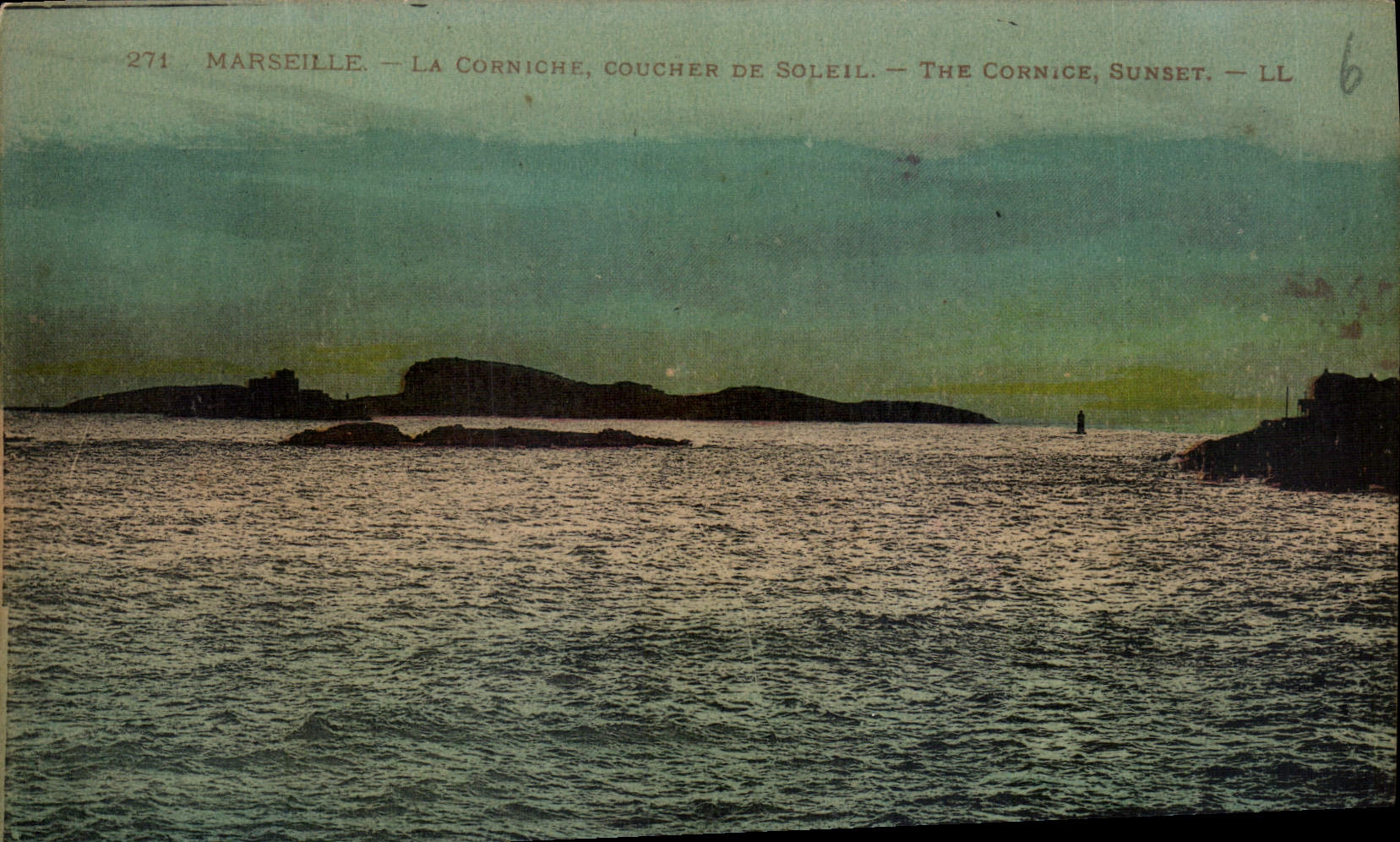 CPA Marseilel la Corniche coucher de Soleil 