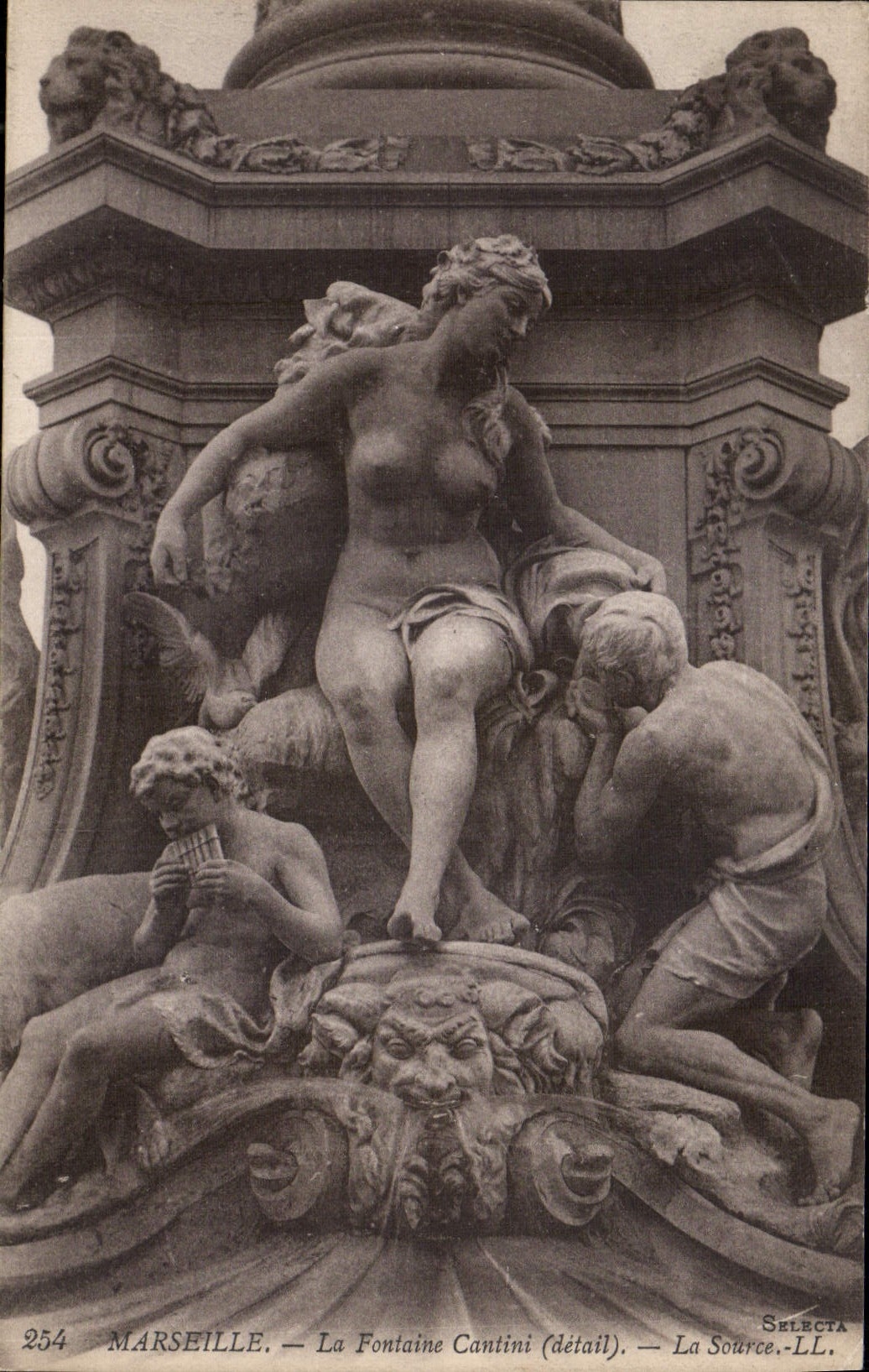 CPA Marseille la Fontaine Cantini detail la Source 