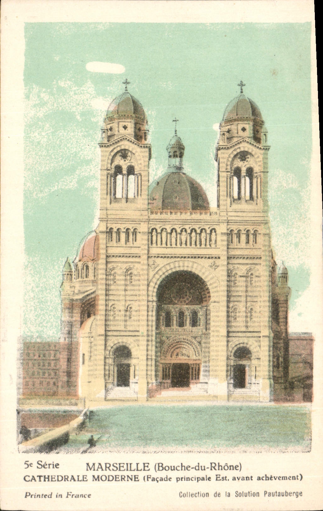 CPA Marseille Bouche du Rhone Cathedrale Moderne Facade Principale Est avant achevement 