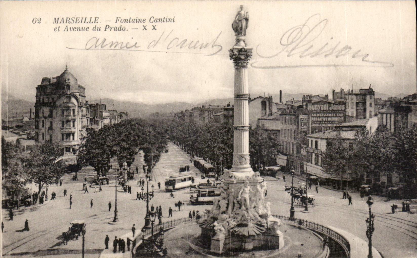 CPA Marseille Fontaine Cantini et Avenue du Prado