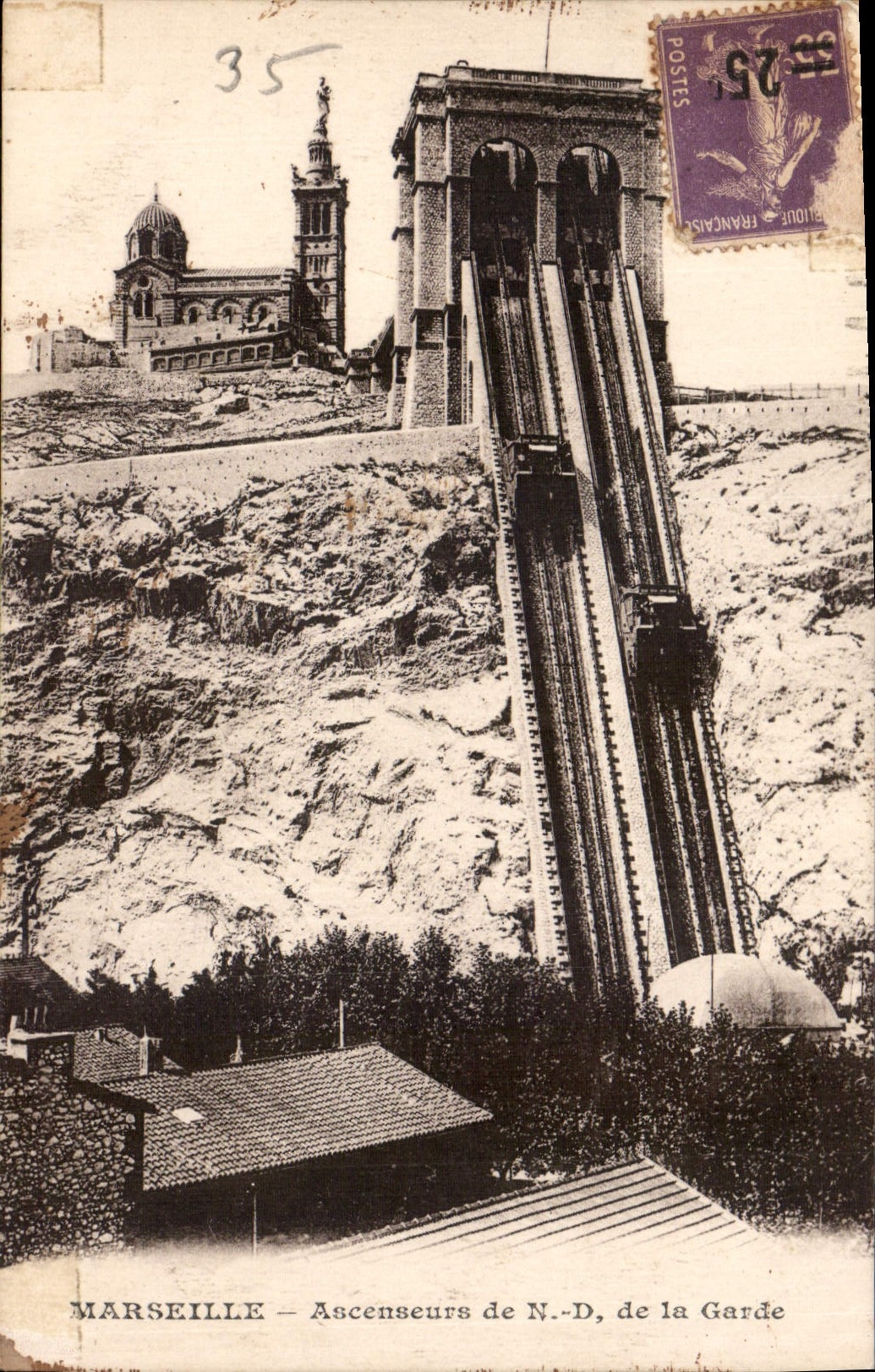 CPA Marseille Ascenseurs de N d de la Garde 