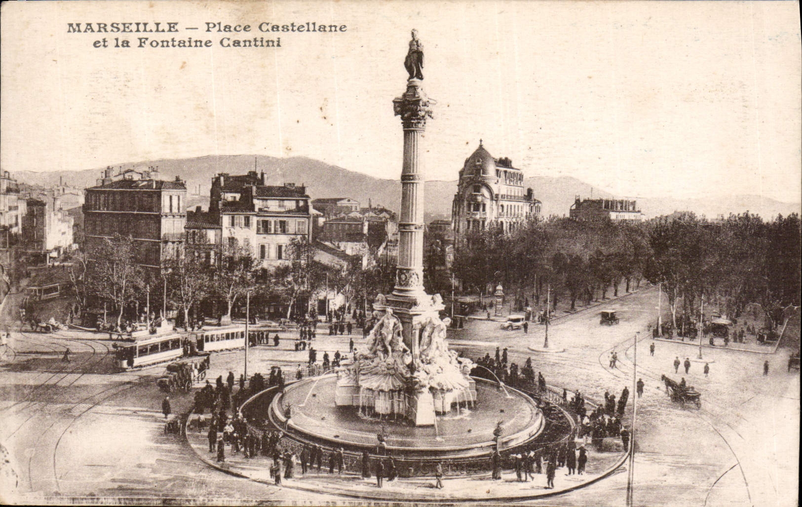 CPA Marseille Place Castellane et la Fontaine Cantini