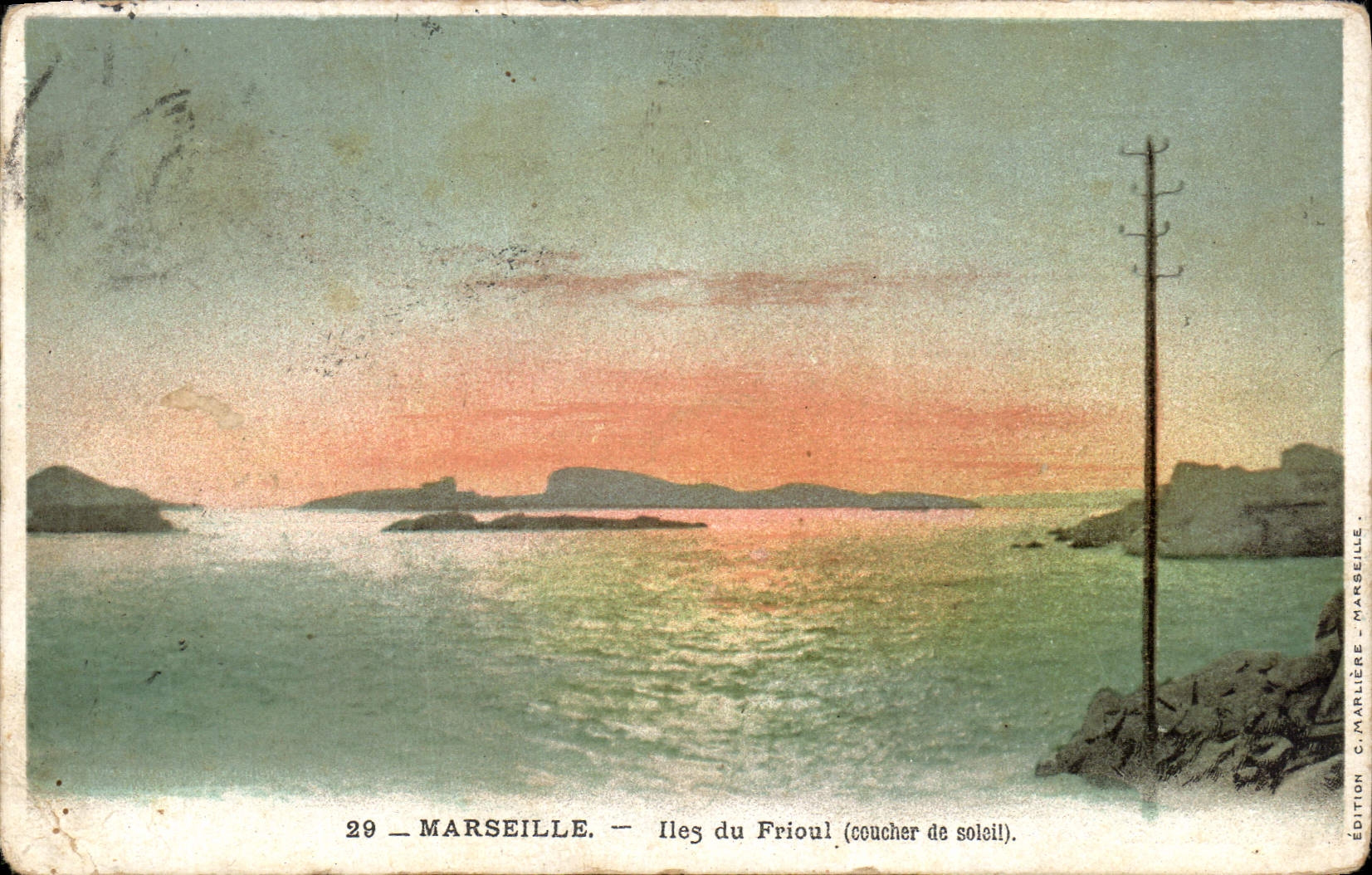 CPA Marseille Iles du Frioul Coucher de Soleil 
