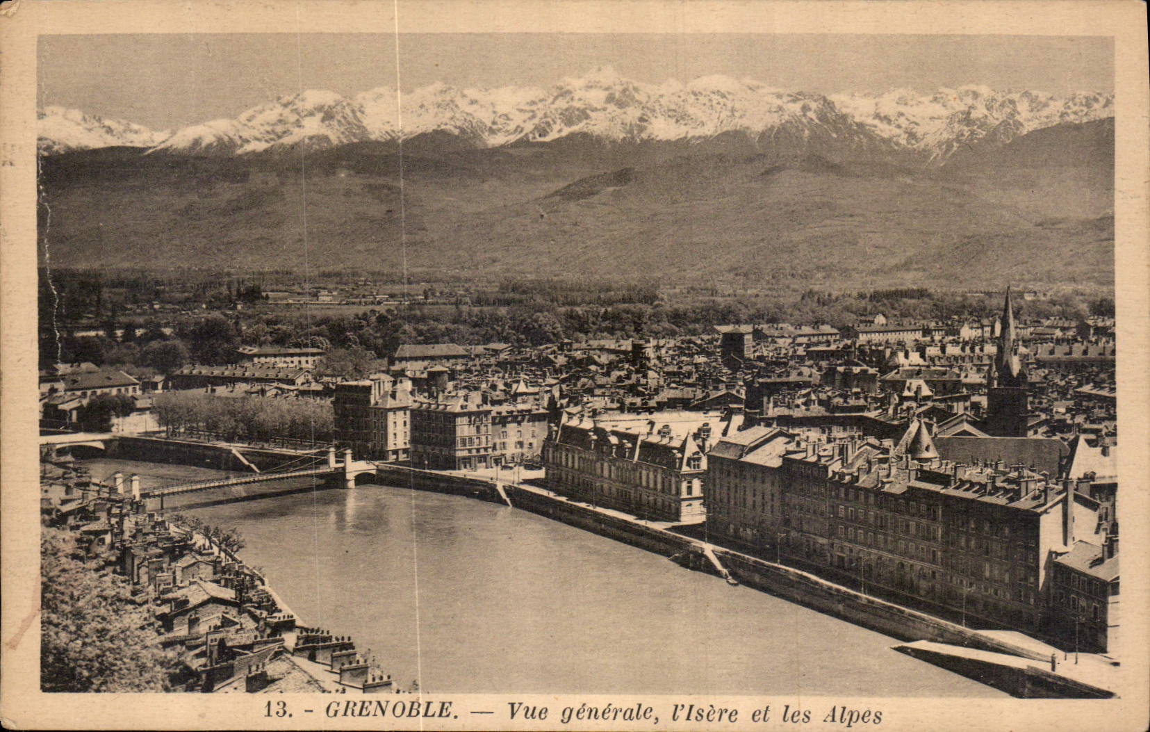 CPA Grenoble vue generale l'Isere et les Alpes 