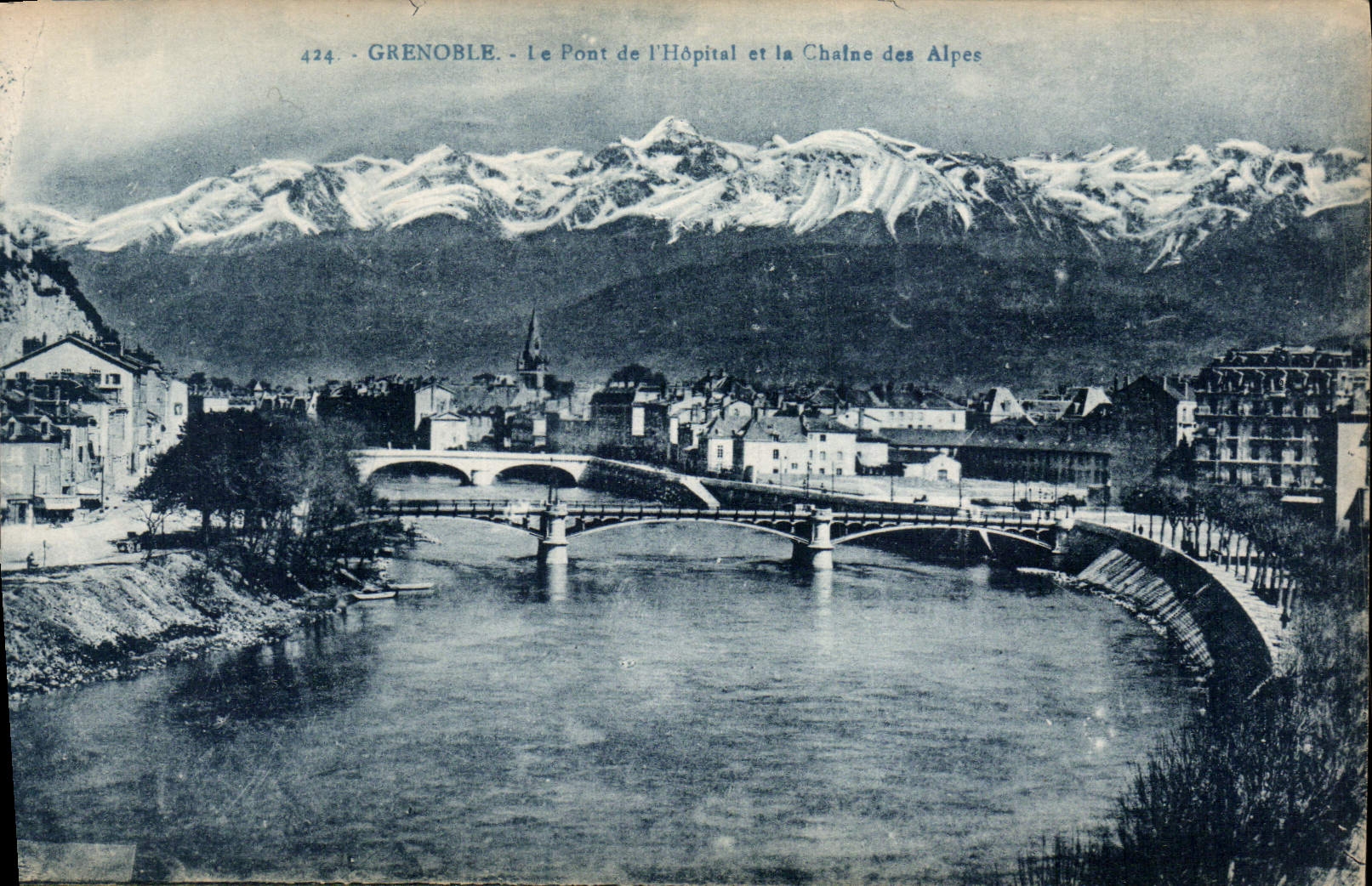 CPA Grenoble le Pont de l'Hopital et la Chaine des Alpes 