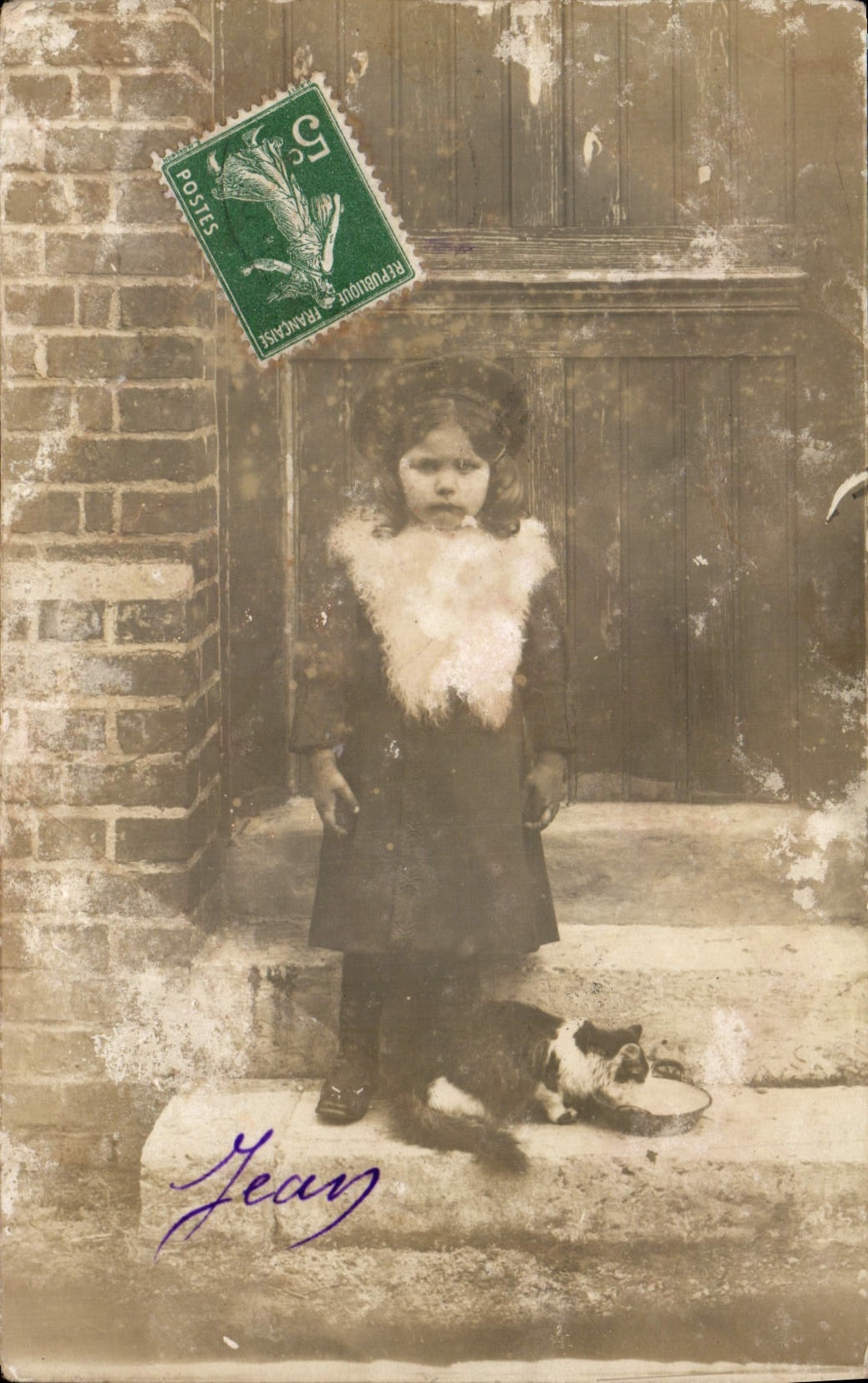 CPA Enfant Chat Chaton