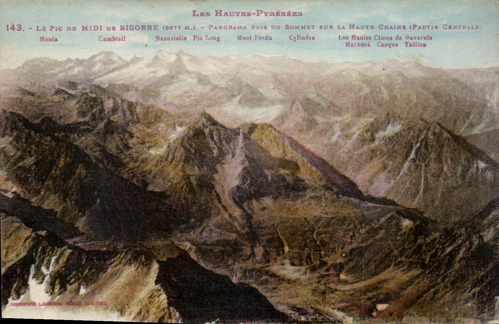 CPA Les Hautes Pyrenees Le Pic du Midi de Bigorre panorama pris du Sommet sur la Haute Chaine partie