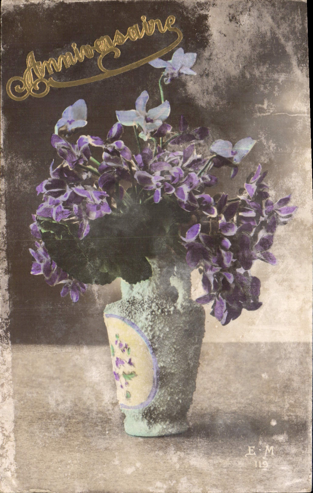 CPA Anniversaire Fleurs