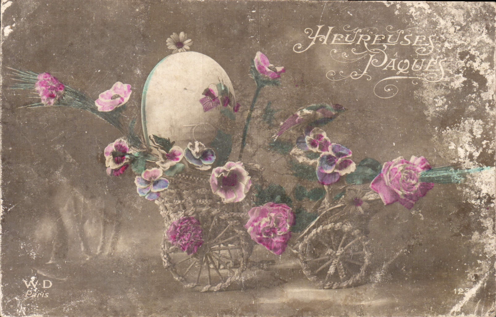 CPA Heureuses Paques Fleurs