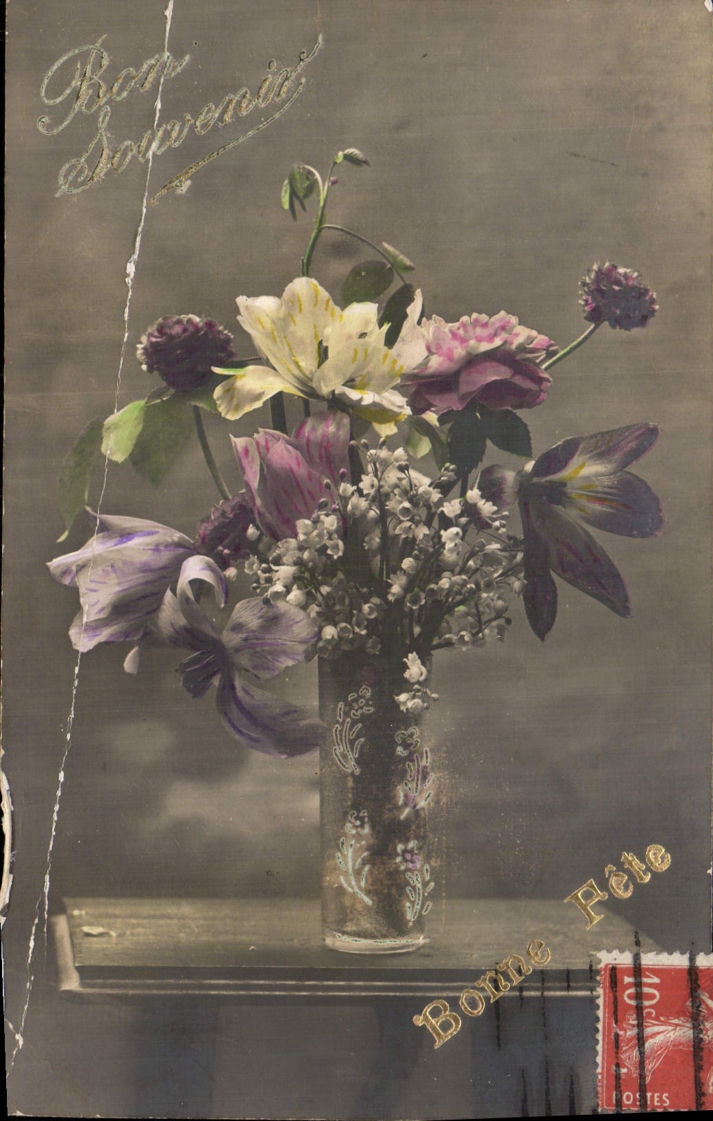 CPA Bon Souvenir Fleurs