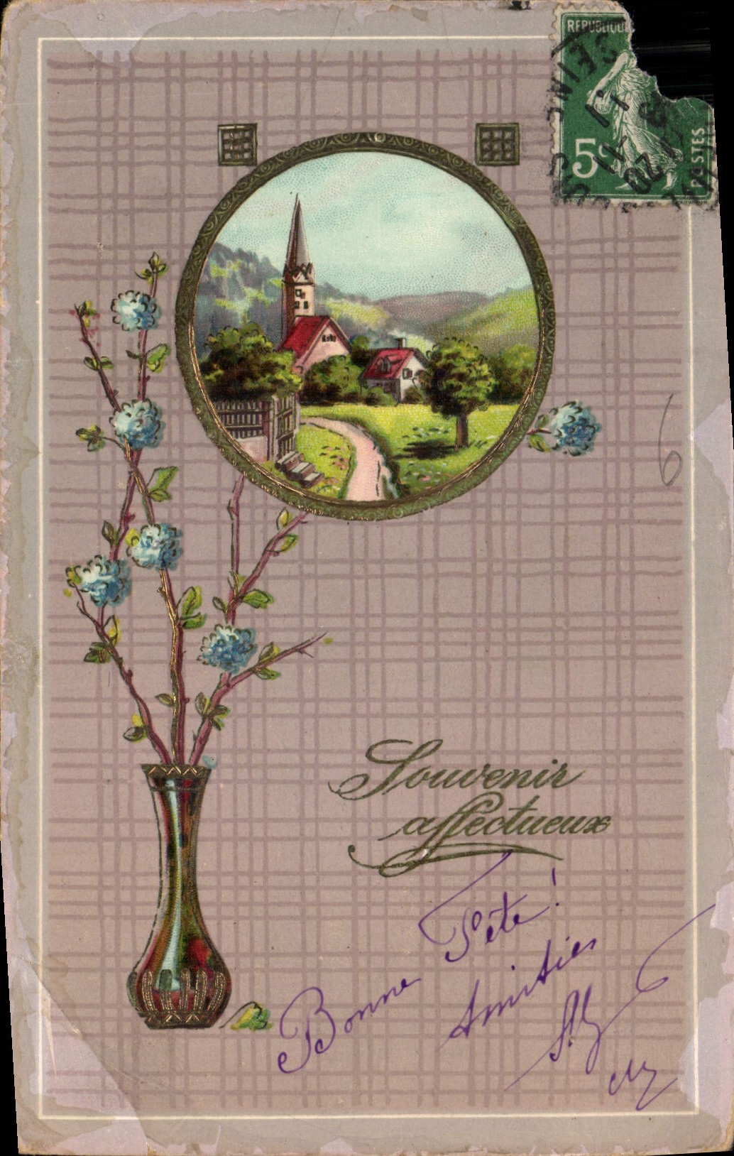 CPA Souvenir affectueux Fleurs