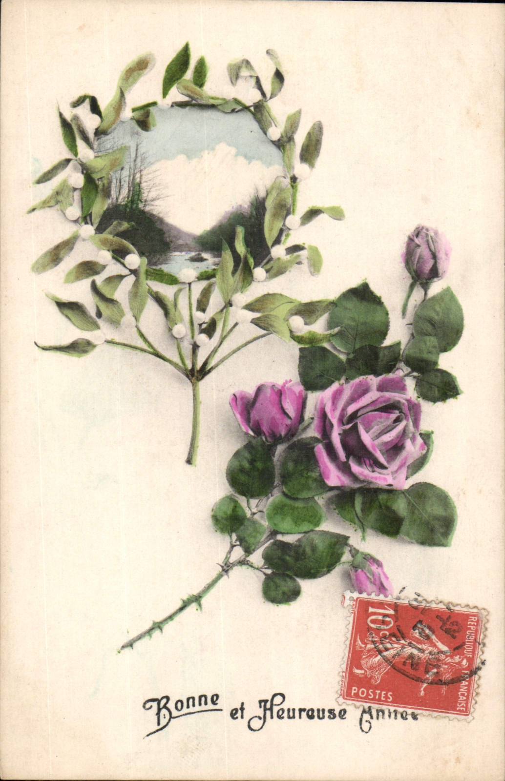 CPA Bonne et Heureuse Annee Fleurs