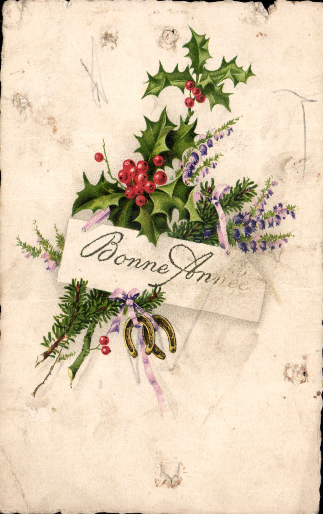 CPA Bonne Annee fleurs