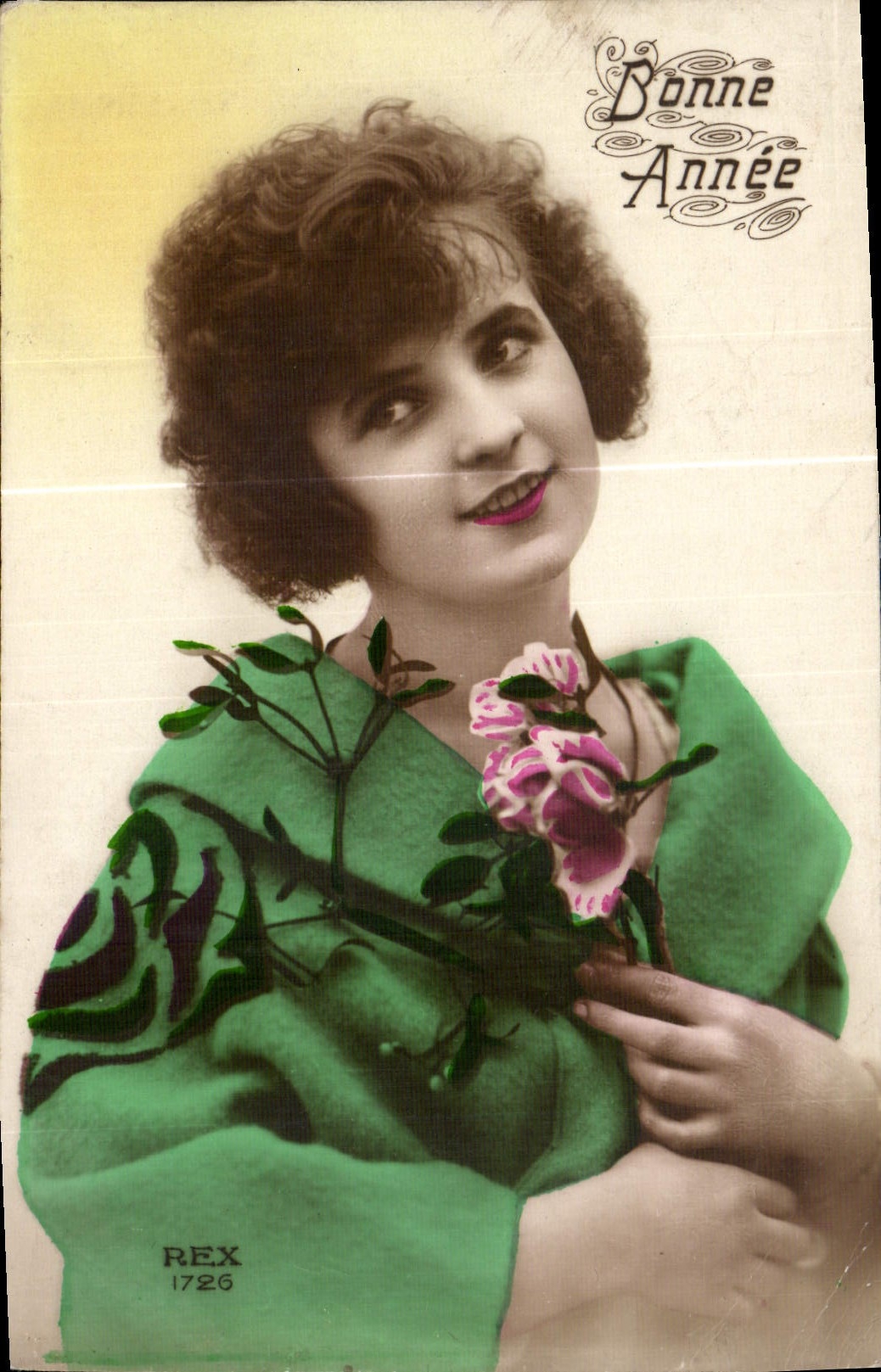 CPA Bonne annee Femme