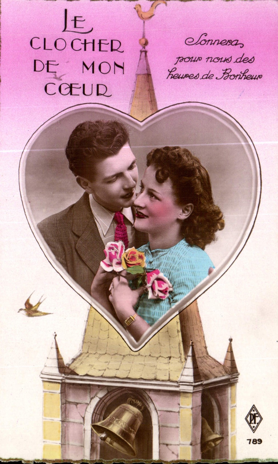 CPA Le clocher de mon coeur Femme
