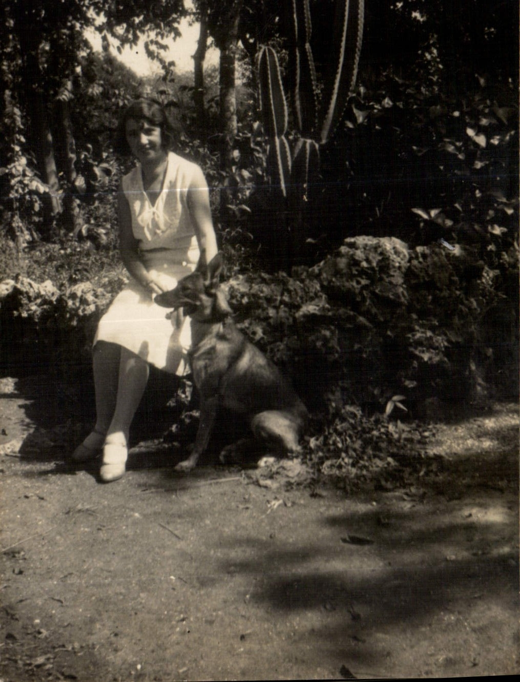 CARTE PHOTO Femme Chien Berger allemand