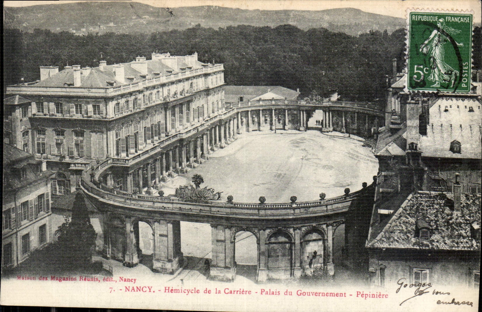 CPA Nancy l'Hemicycle de la Place de la Carriere Palais du Gouvernement Pepiniere 
