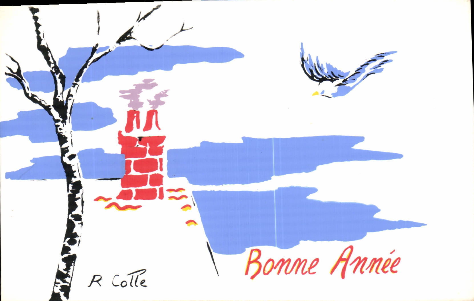 CPA Bonne Annee Oiseau