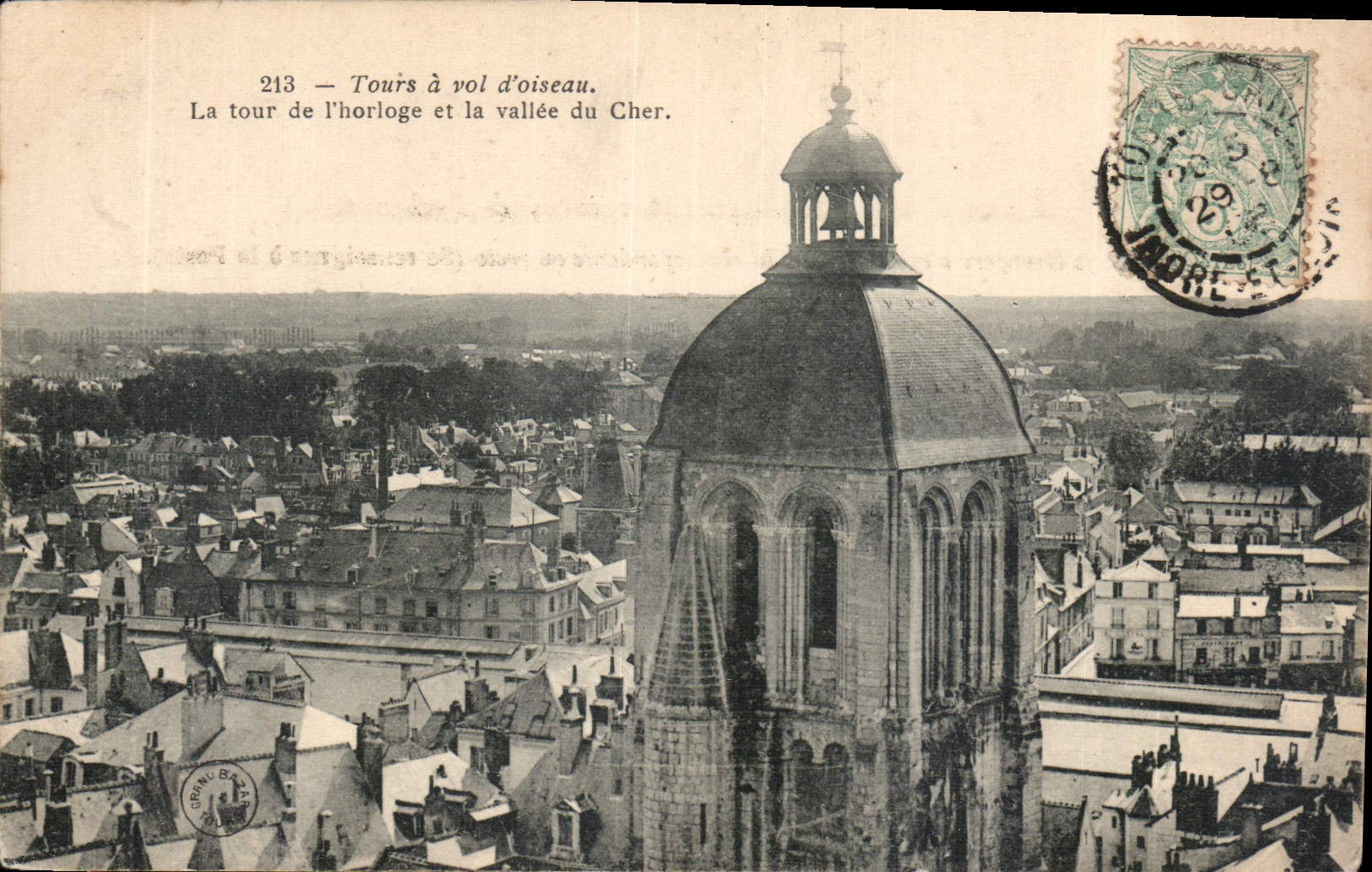 CPA Tours a Vol d'Oiseau la tour de l'Horloge et la Vallee du Cher 