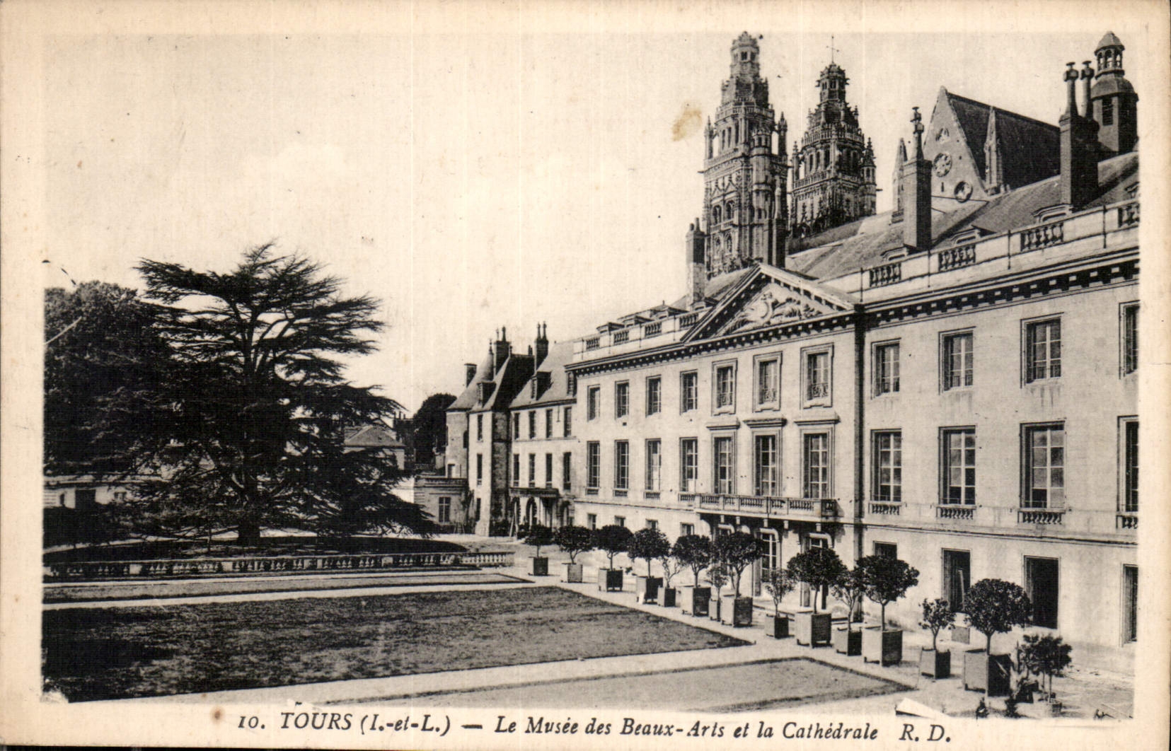 CPA Tours I et L Le Musee des Beaux Arts et la Cathedrale 