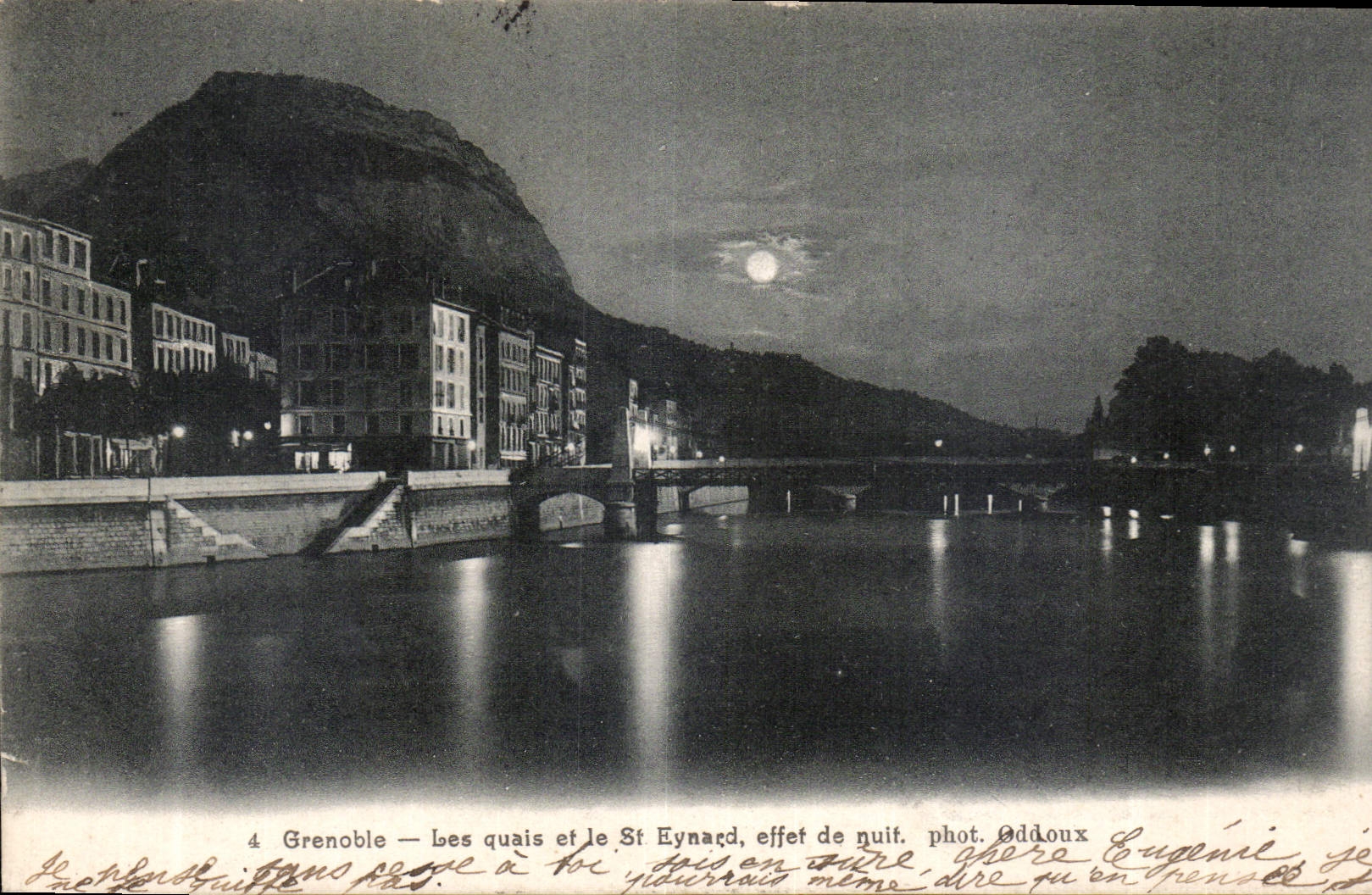 CPA Grenoble les quais et le St Eynard effet de nuit 