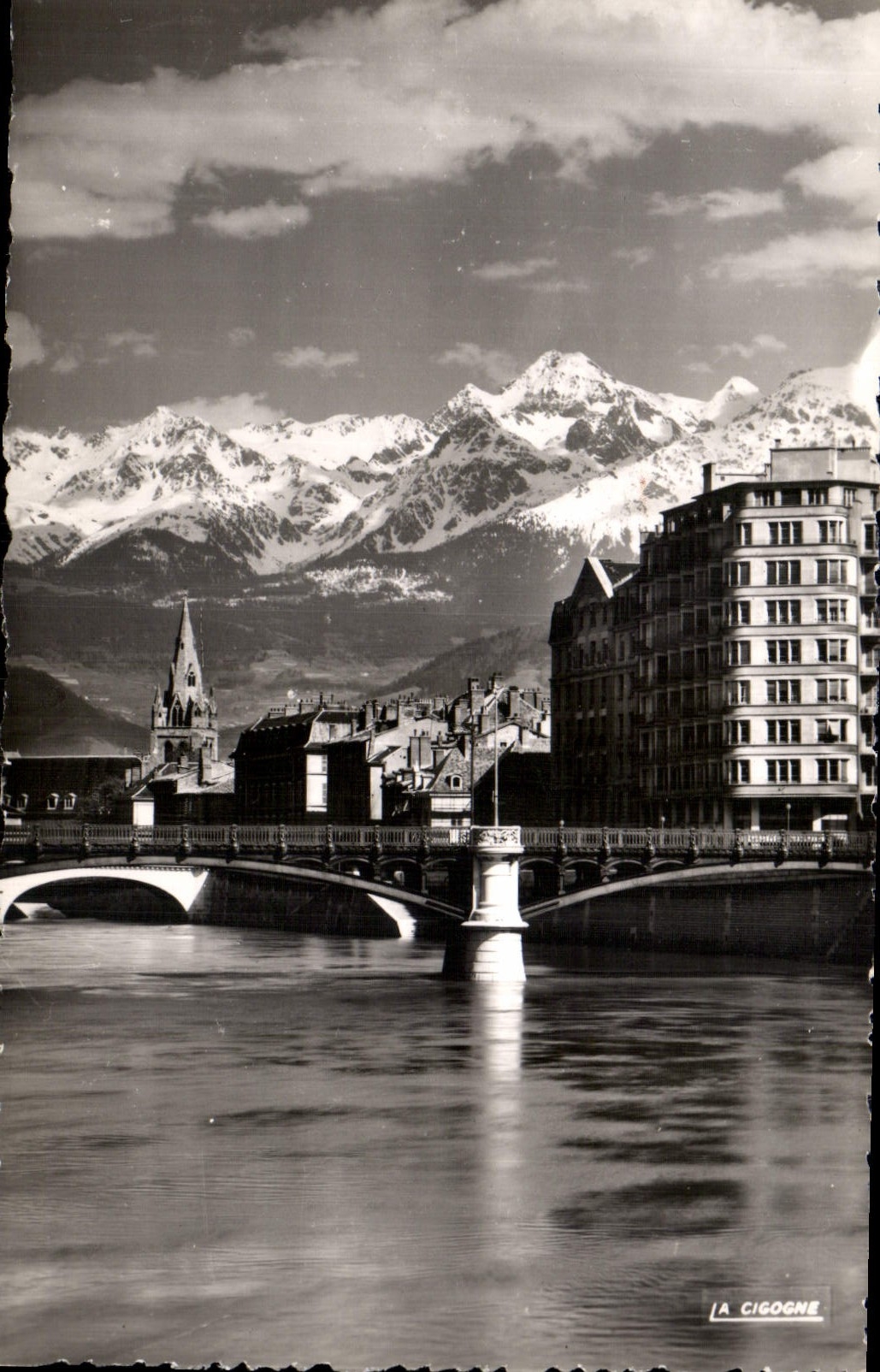 CPA Grenoble Isere pont de la Porte de France Eglise Saint Andre Massif de Belledonne 