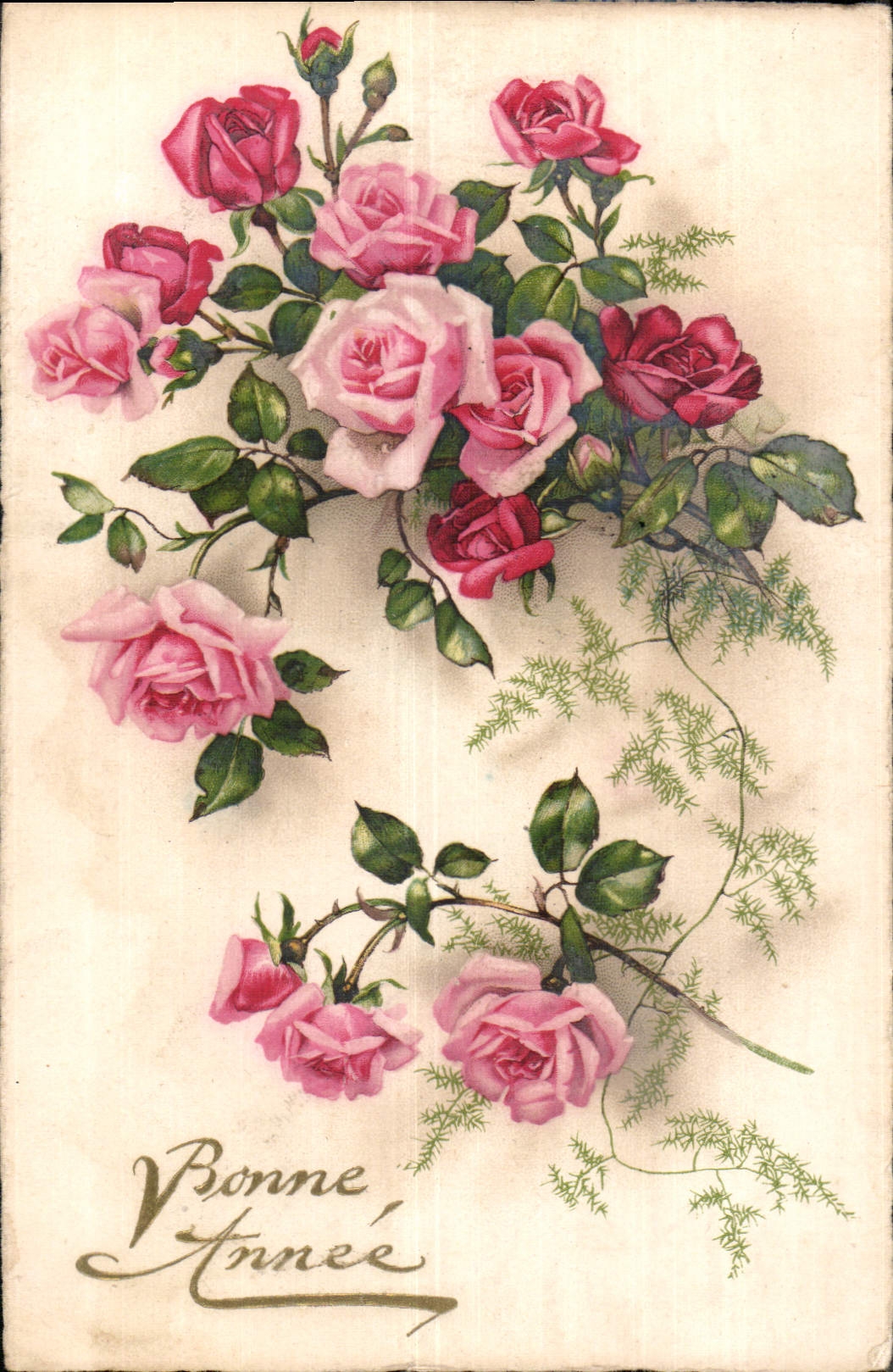 CPA Bonne annee Fleurs