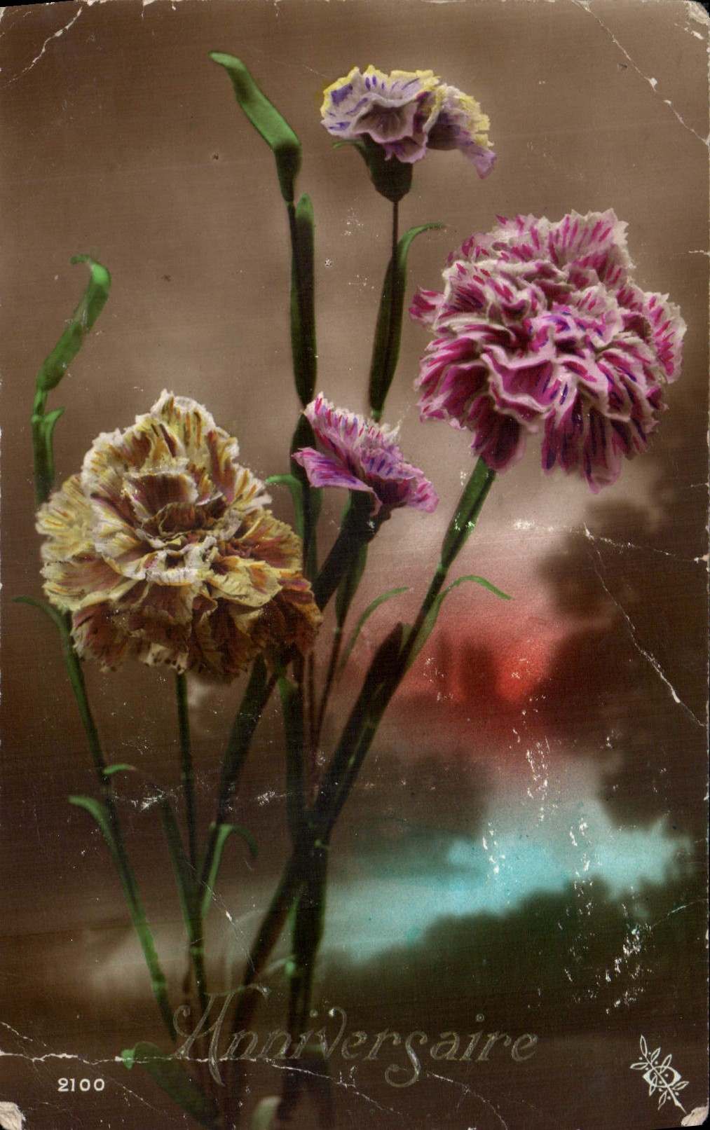 CPA Anniversaire Fleurs