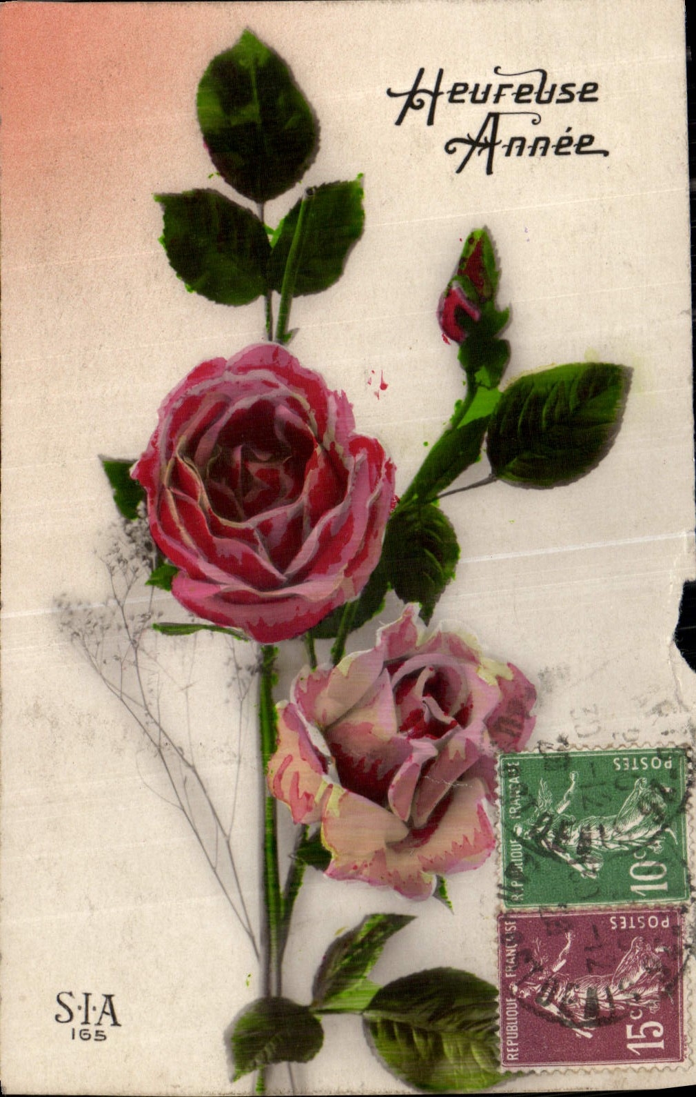 CPA Heureuse Annee Fleurs