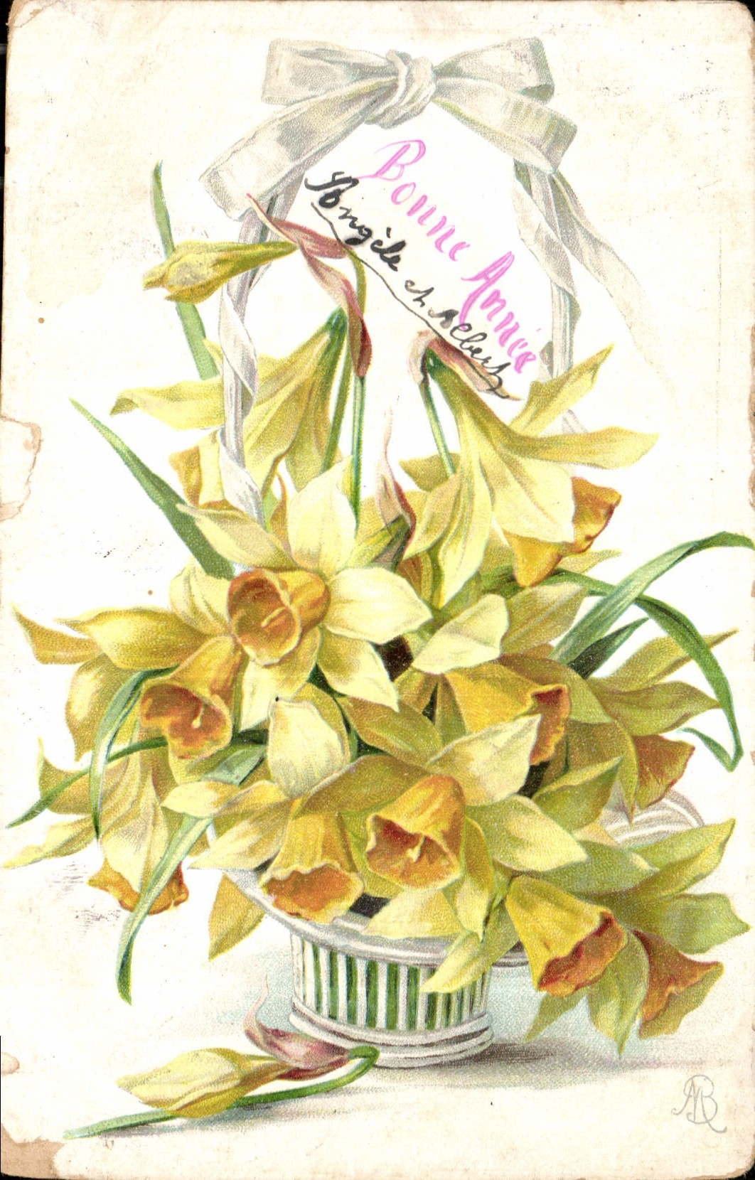 CPA Bonne Annee Fleurs