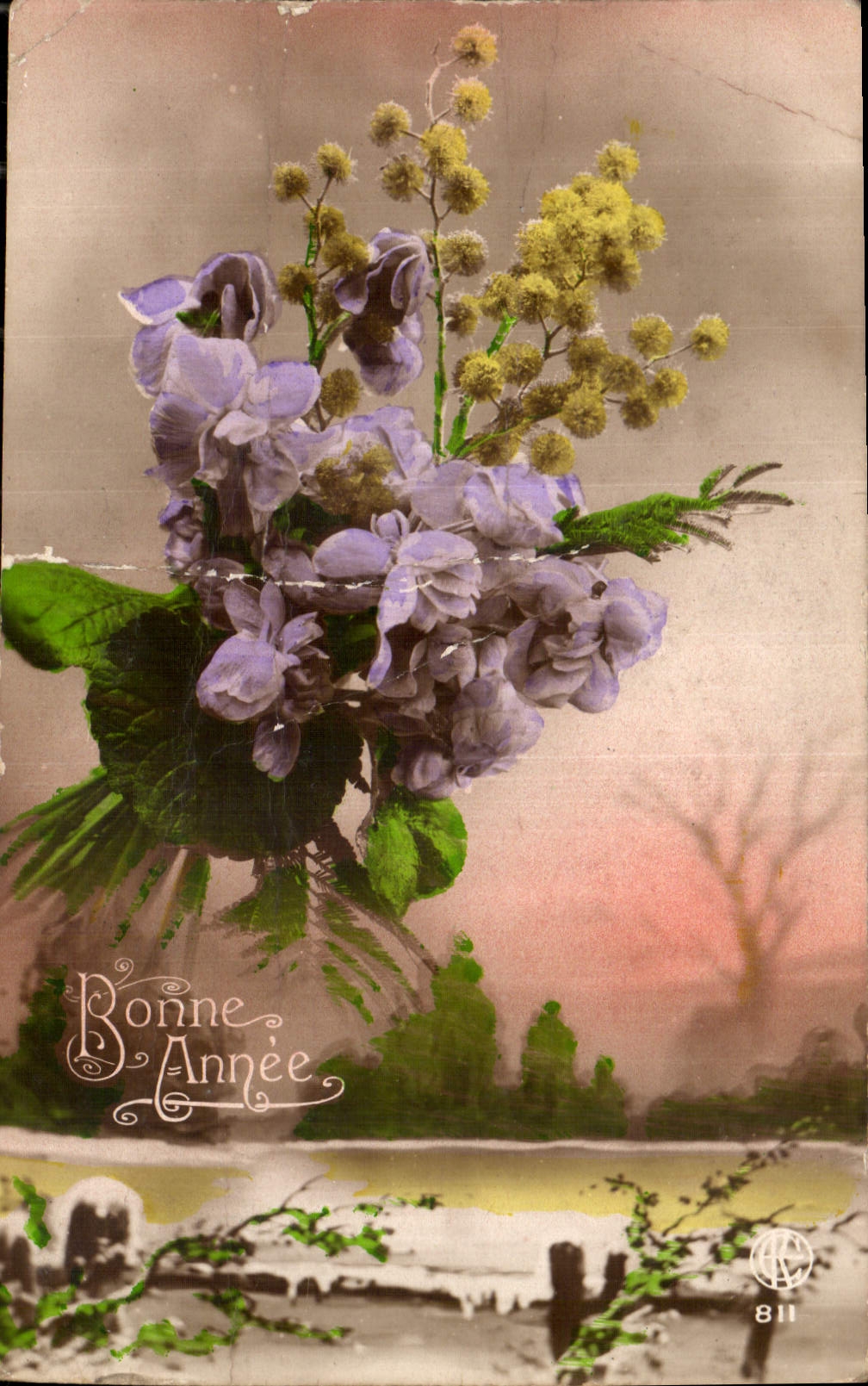 CPA Bonne Annee Fleurs