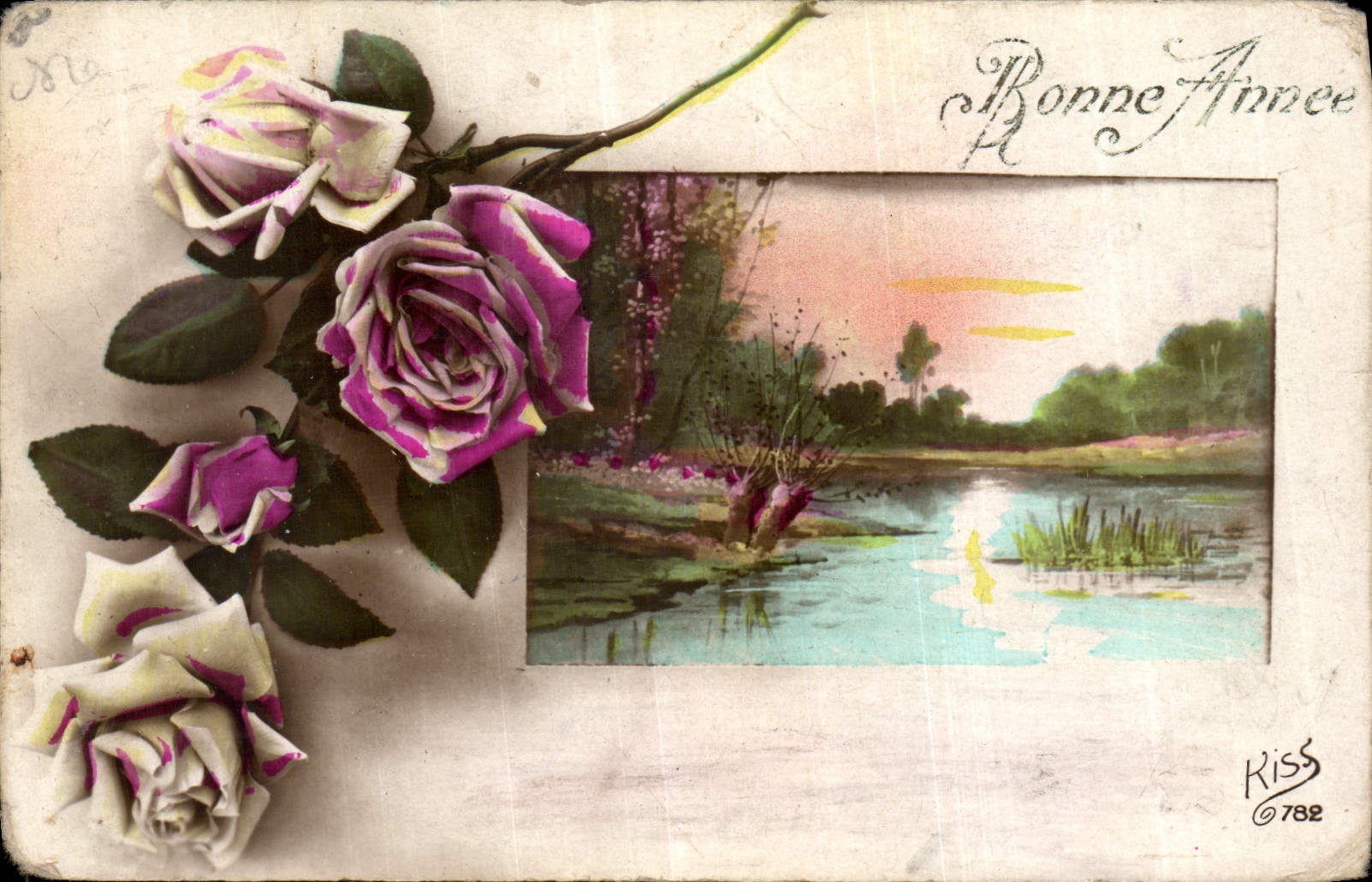 CPA Bonne Annee Fleurs