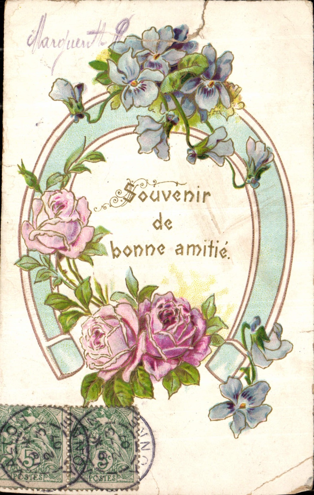 CPA Souvenir de bonne amitie Fleurs