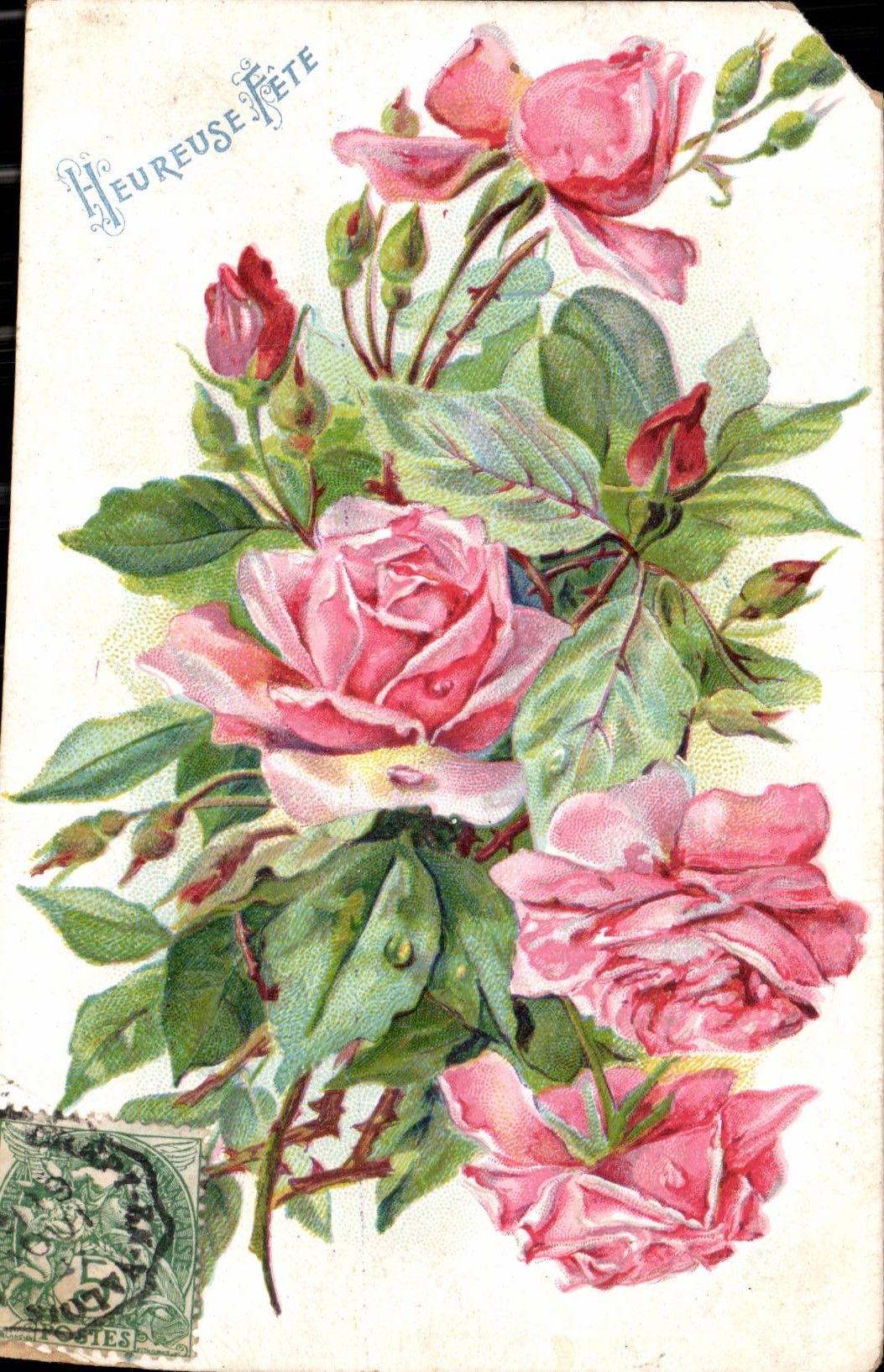 CPA Heureuse Fete Fleurs