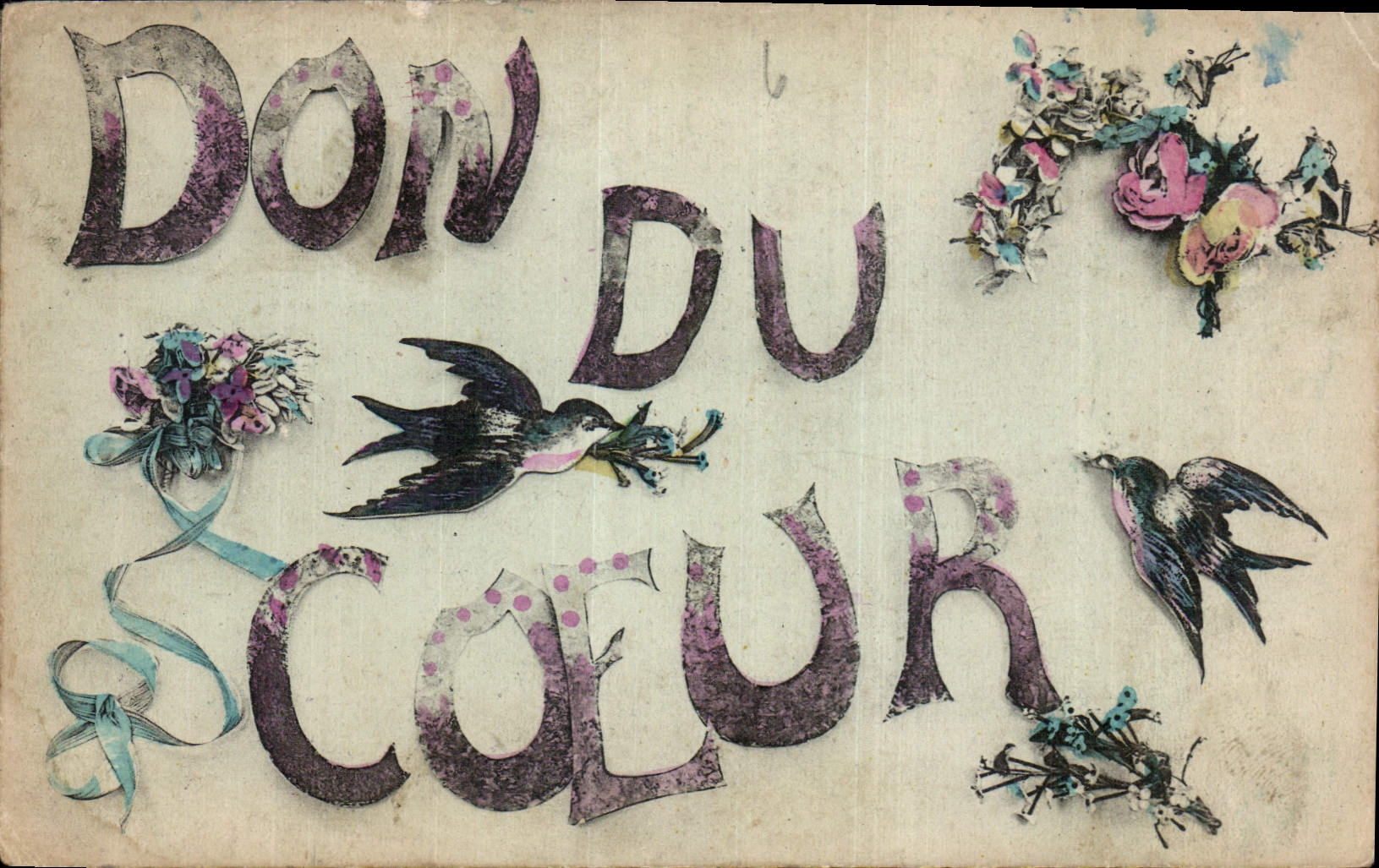 CPA Don du Coeur fleurs