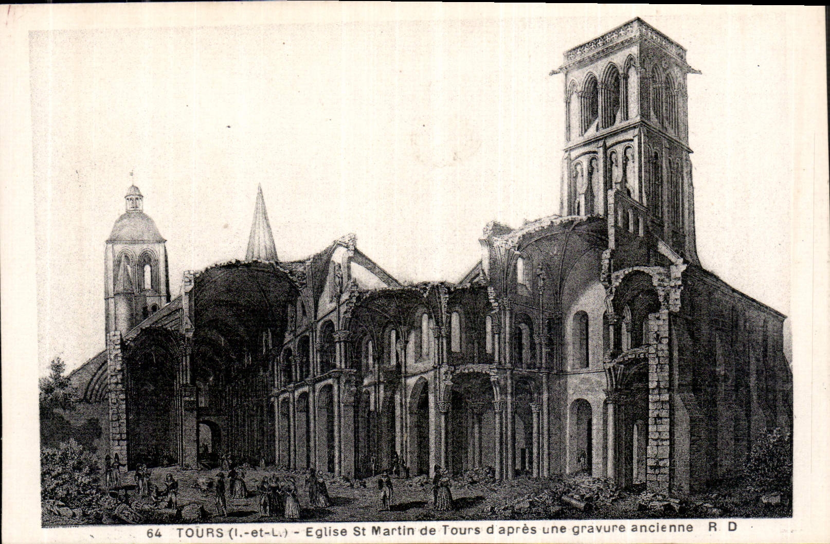 CPA Tours I et L Eglise St Martin de Tours d'apres une gravure ancienne 