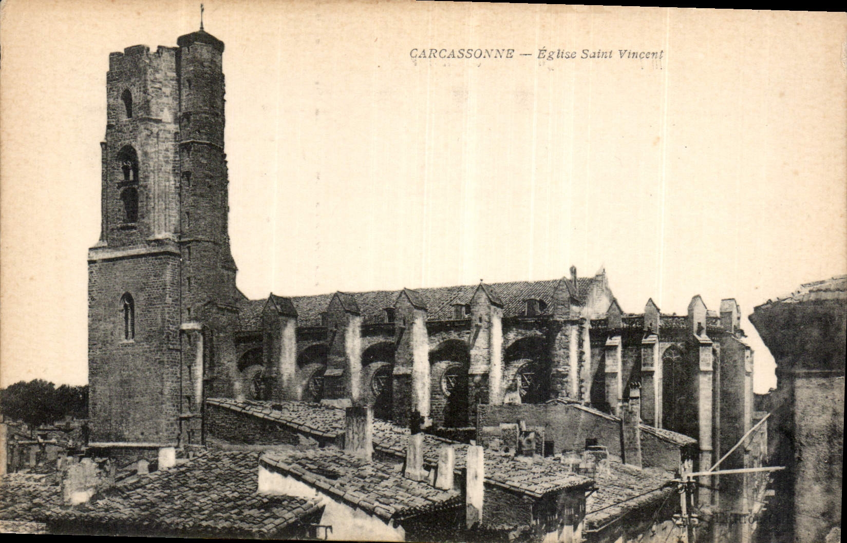 CPA Carcassonne Eglise Saint Vincent